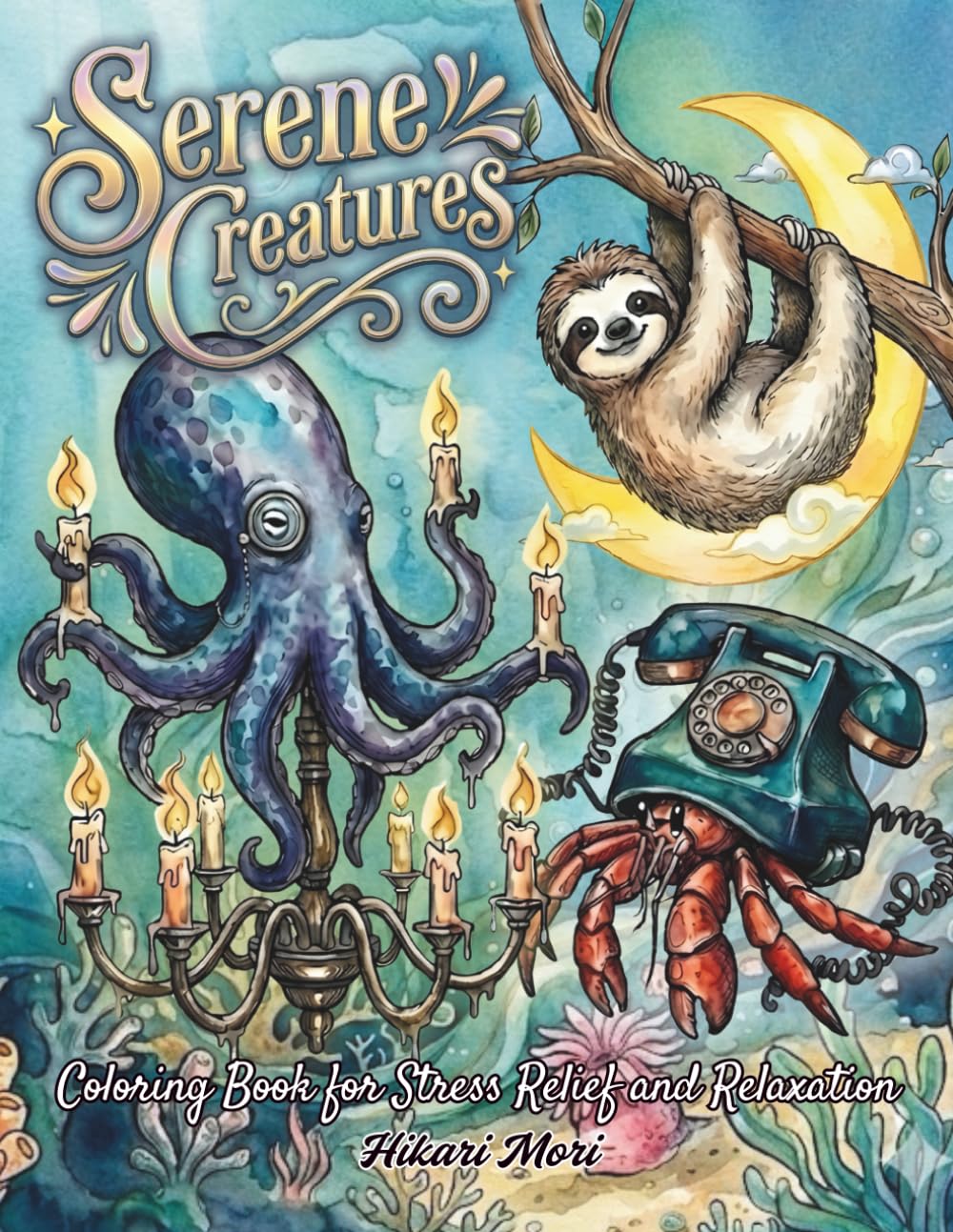 Serene Creatures: Coloring Book for Stress Relief and Relaxation Featuring Whimsical Animals, Ocean Life, and Nature Patterns