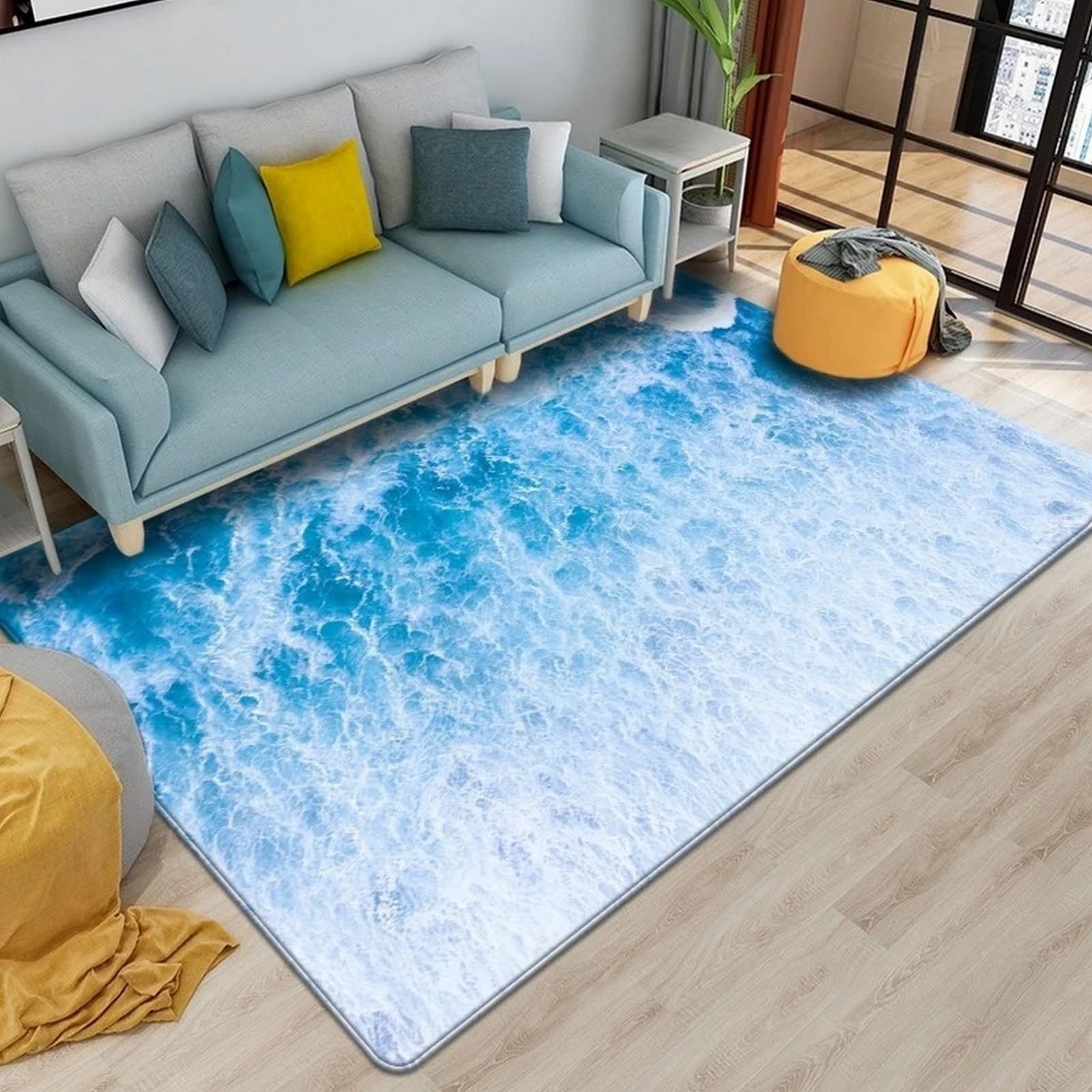 3D Optical Illusion Rug For Living Room, Beach View Print Pattern Area Rug Home Decor Carpet Mat,Non Slip Rug Large Porch Hallway Doormat - 50 X 80 Cm -3304602630434 — image 1