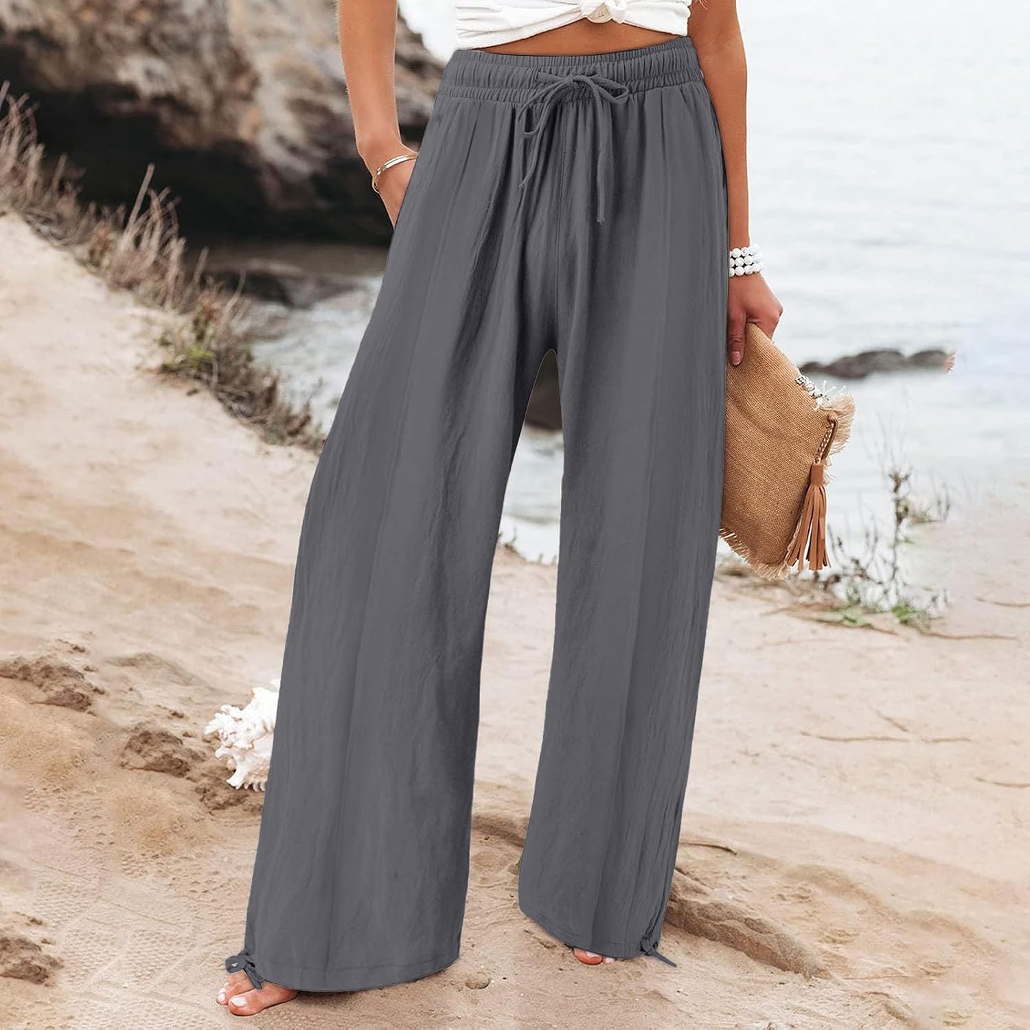 Stylish Comfort: Review of Dark Gray Capri Pants for Women on Amazon