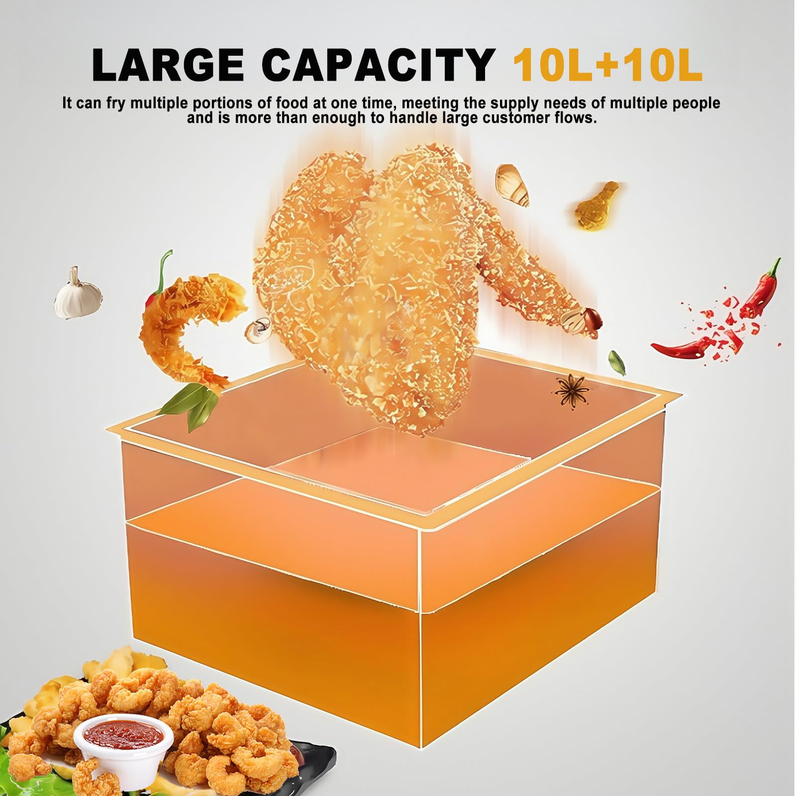 Friggitrice A Gas Industriale, Friggitrice con Cestello Grande, Friggitrice con Coperchio, Friggitrice da Cucina per Esterni, Friggitrice A Gas da Banco in Acciaio Inox, 10l X 2.