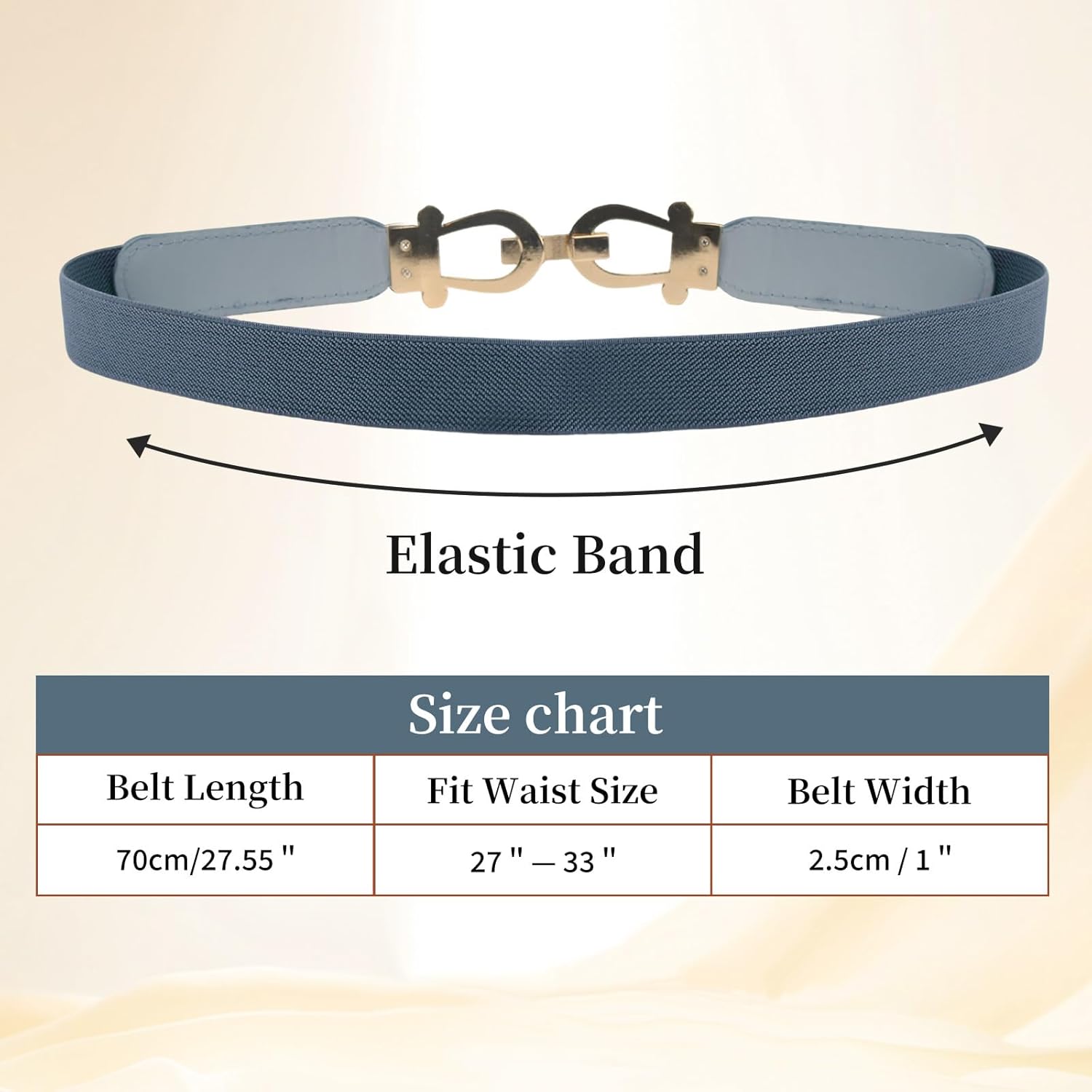 Women Stretchy Thin Waist Belt, Retro Elastic Skinny Belt with Gold Buckle for Ladies, Perfect for Dresses & Shirts, 2 Pack - Image 5