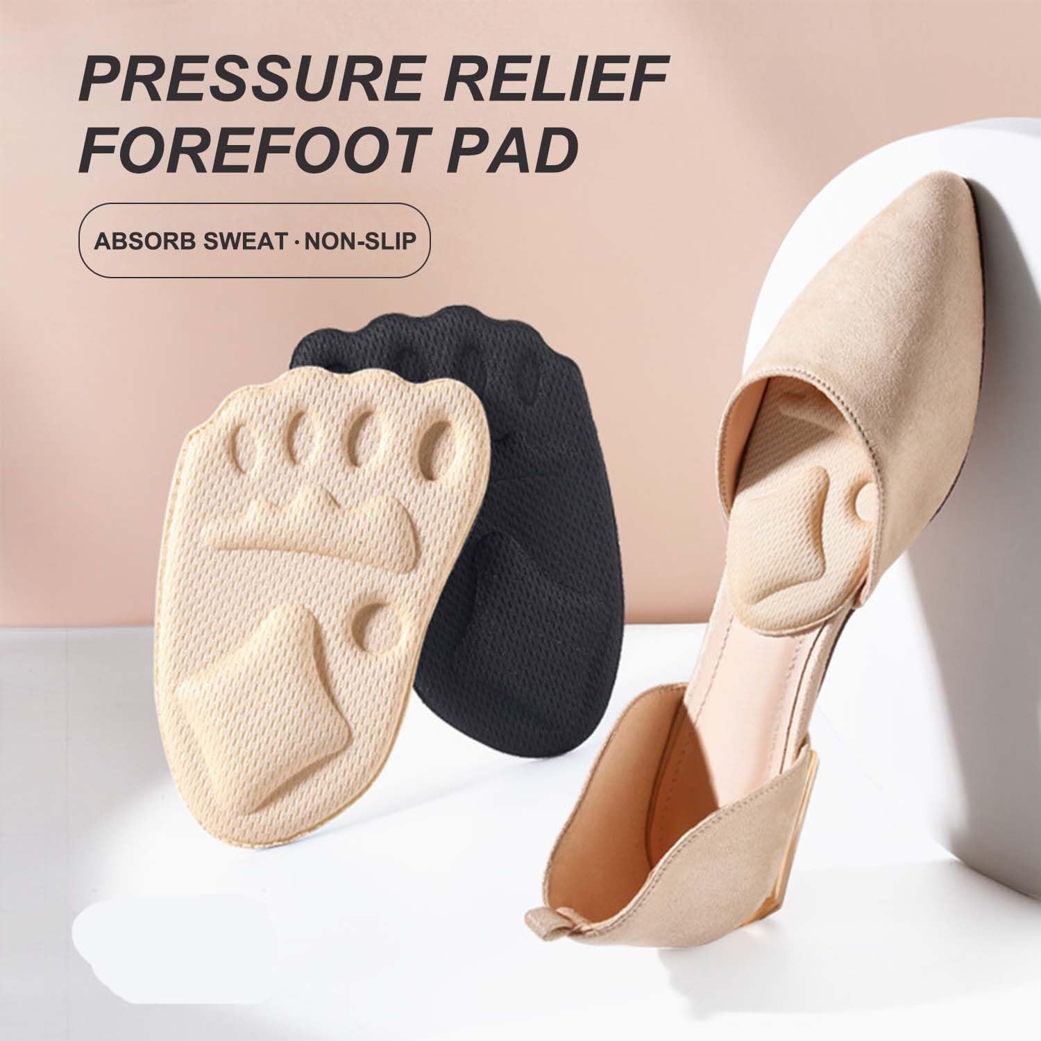 6PCS Upgraded Metatarsal Pads for Women, Shoe Inserts for Women, Non-Slip Shoe Inserts for High Heels, Ball of Foot Cushions Relief and Comfort, Fits Any (3Pair Beige+3Pair Black)
