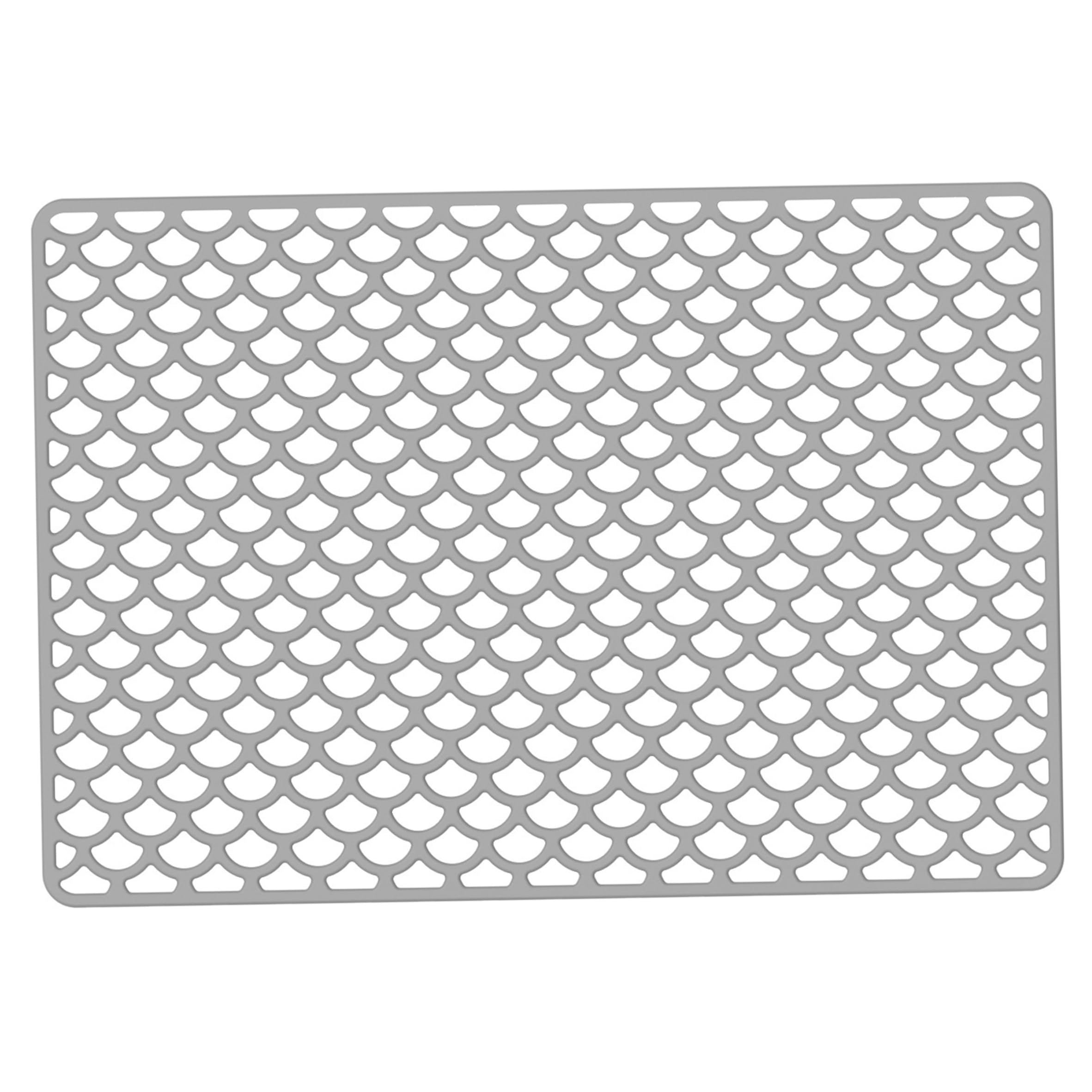Sjfbebsy Sink Protector Mat, Heat Resistant Sink Protector Scratch-Resistant Multi-Function Silicone Mat for Insulation Draining Light Gray 18x12.5 Inch