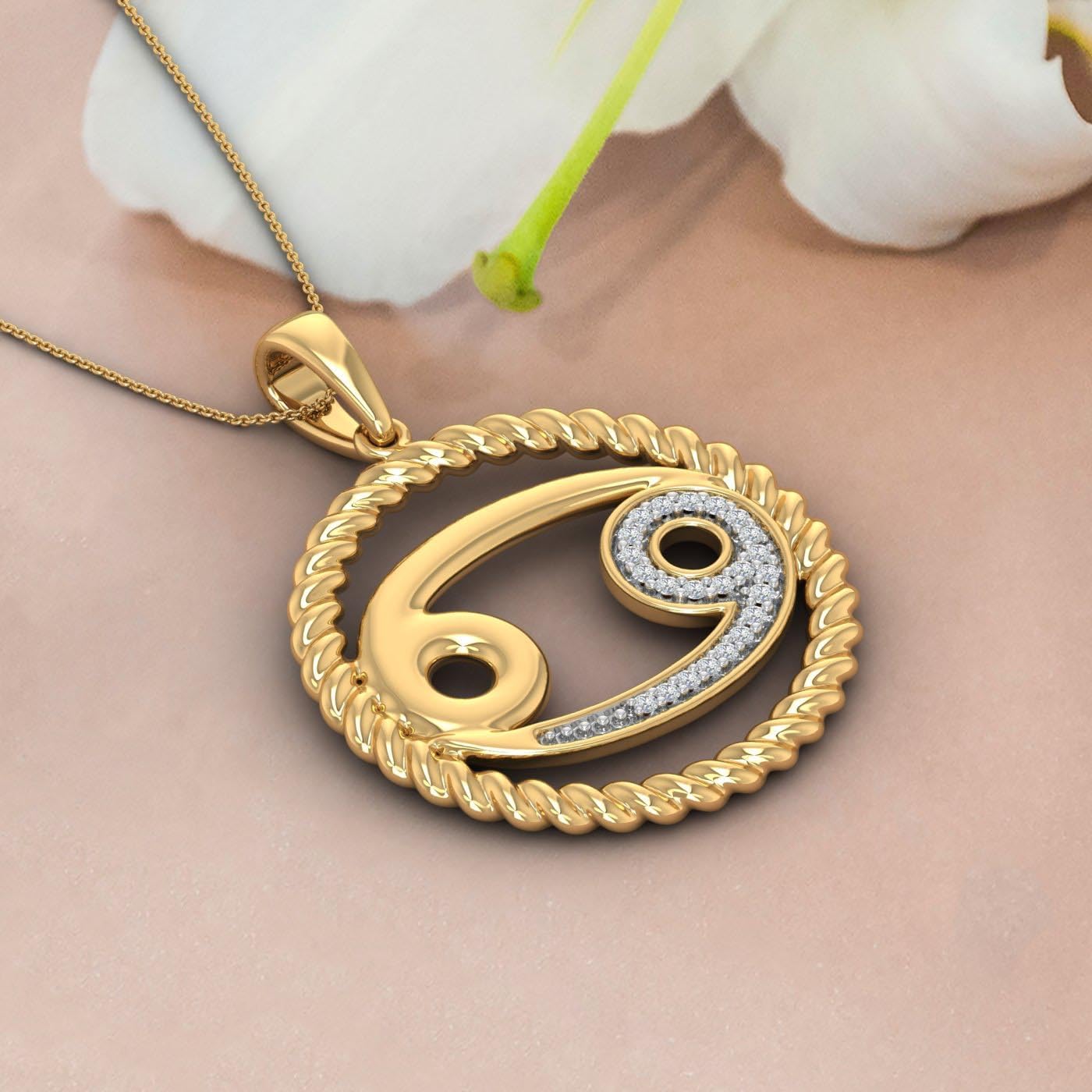 0.07 Carat Diamond Zodiac Sign Pendant Necklace in 925 Sterling Silver