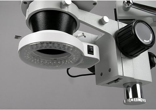 Miniatura 5 de AmScope SM-4TZ-56S Microscopio de zoom estéreo trinocular profesional ocular WH10x aumento 35X-90X objetivo de zoom 07X-45X anillo de luz LED de 56