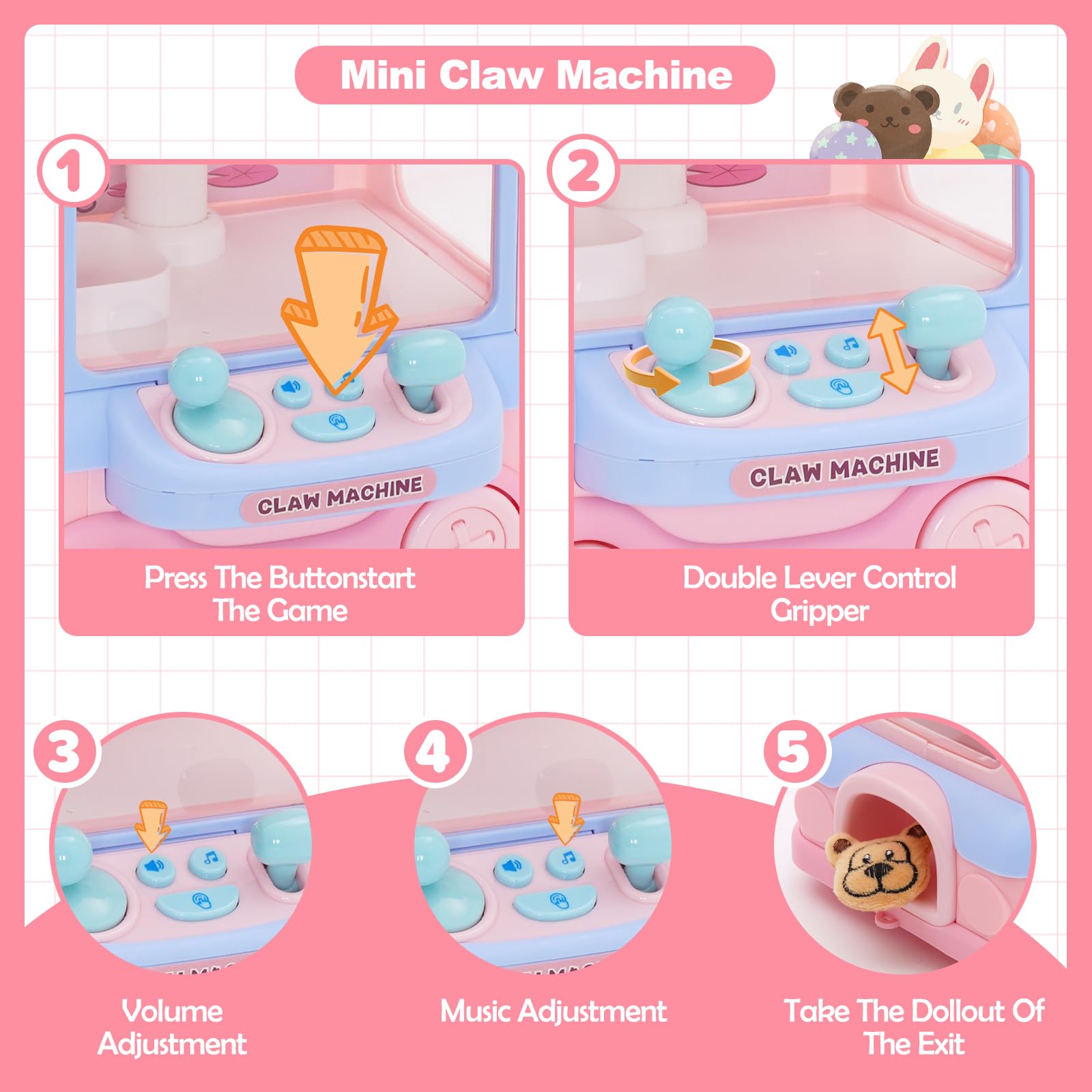 Ark miido Candy Grabber automat do słodyczy, mini automat chwytakowy dla dzieci, automat do słodyczy, automat chwytakowy z gryfem automat dla dzieci