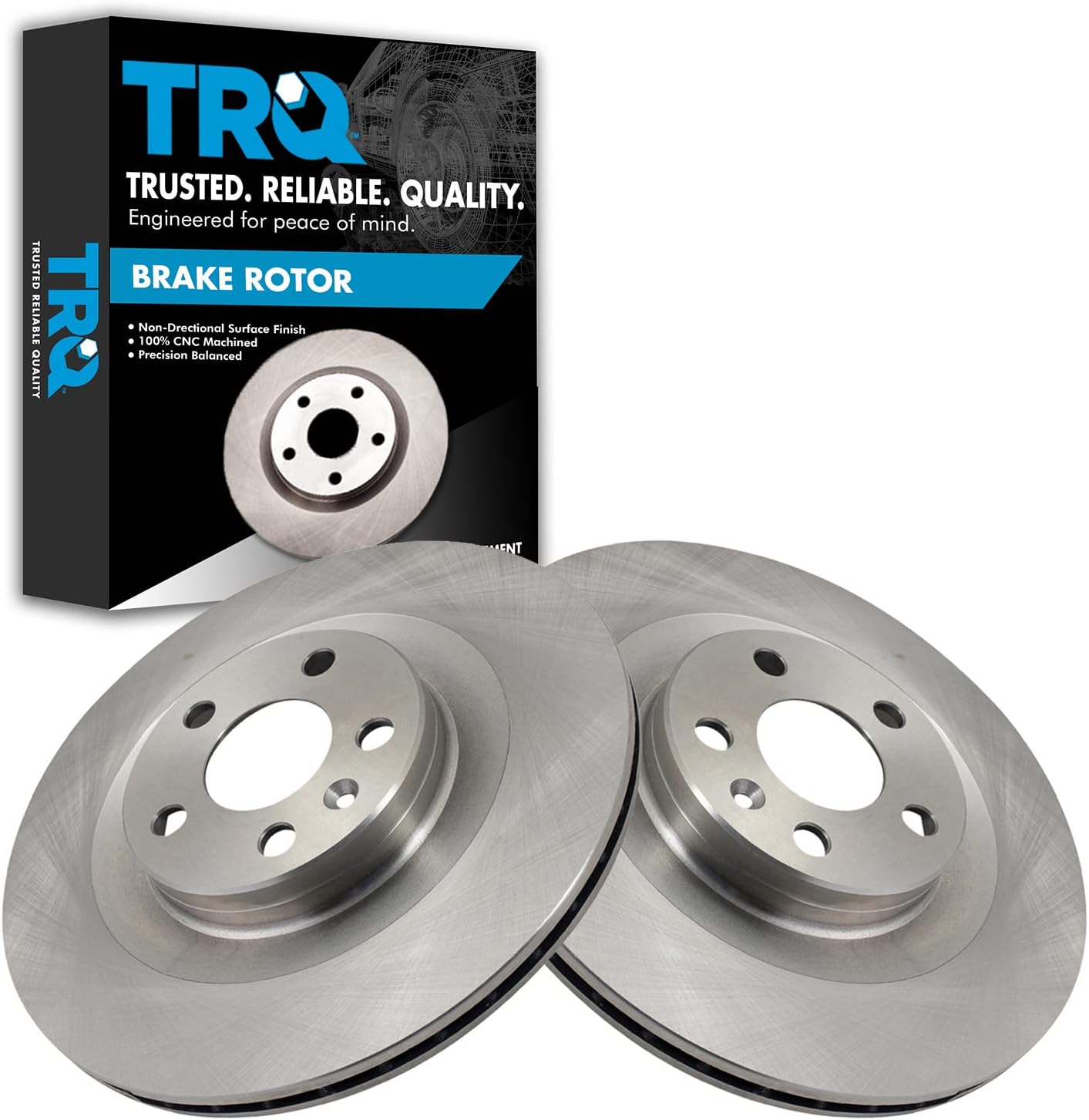 TRQ Rear Brake Rotors Set Vented Compatible with 2019-2020 Volvo S60 2017-2020 S90 V60 2020 V60 Cross Country 2018-2020 V90 V90 Cross Country XC60 2016-2020 XC90
