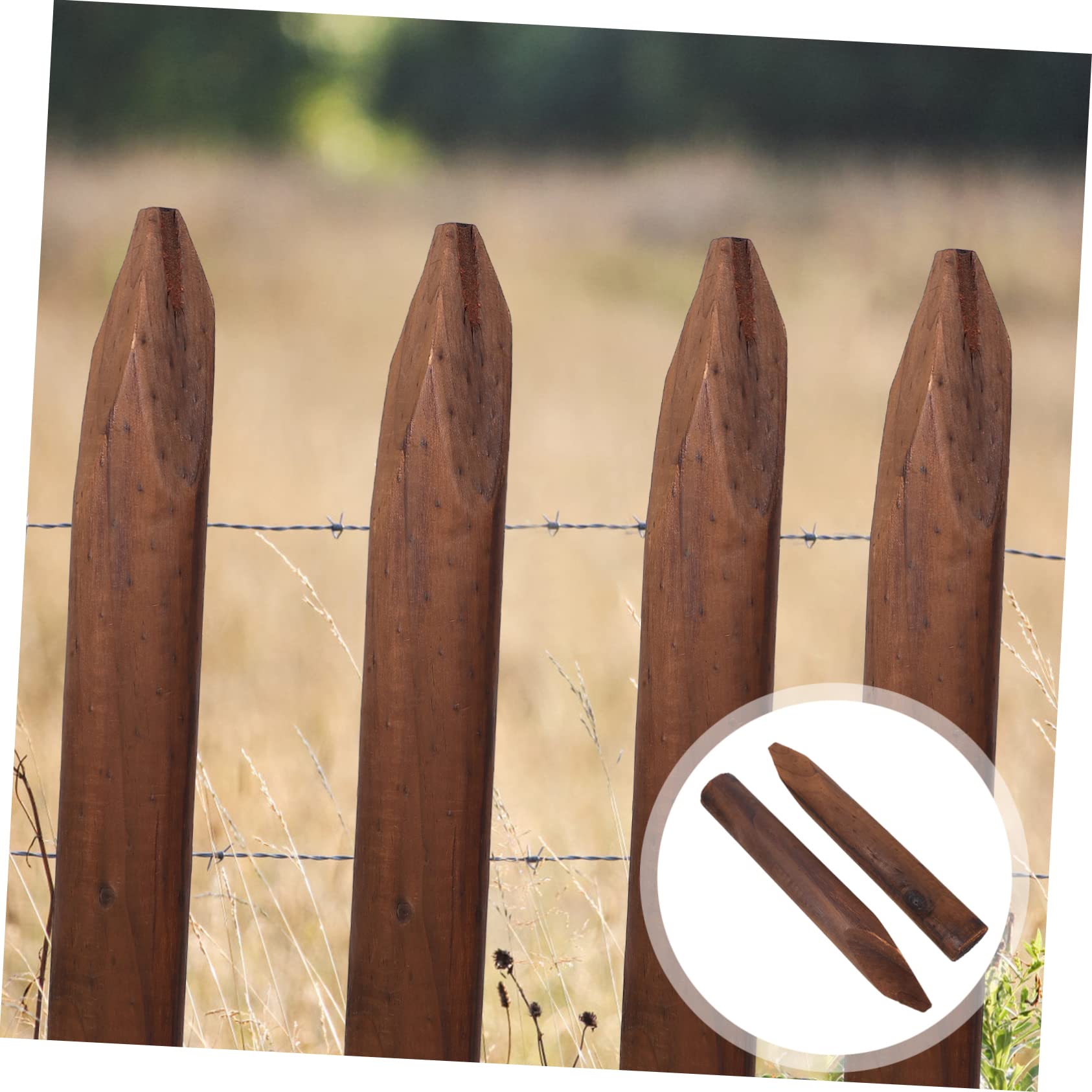 Lot de 2 Piquets de Clôture en Bois Marron, Tuteurs pour Jardin, Robustes et Lisses, pour Petits Arbres et Plantes, Allées et Zones de Pique-