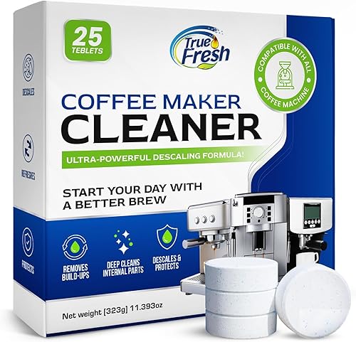 Tabletas descalcificadoras para cafetera, paquete de 25, limpiador de cafeteras que elimina acumulaciones, manchas y aceite, compatible con Keurig,