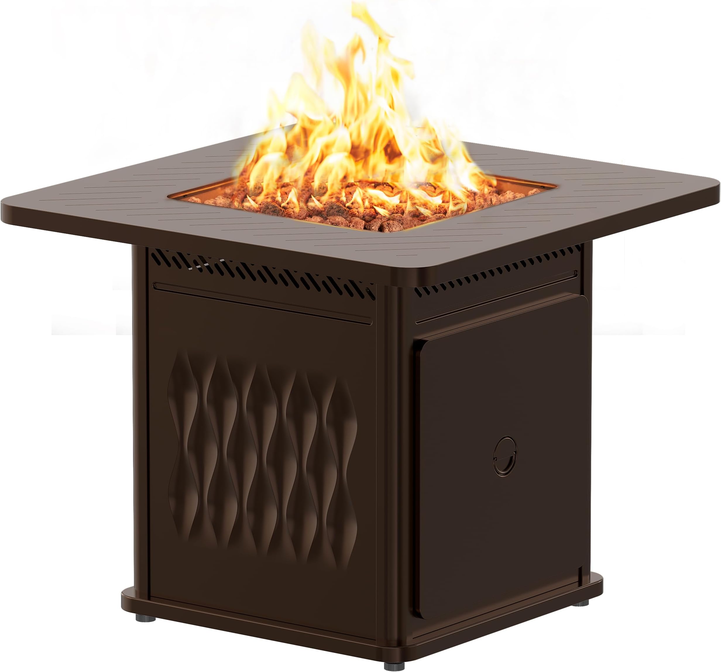 East Oak 32" Outdoor Propane Fire Pit Table | 50,000 BTU Gas Fire Pit Table for Outside with Magnetic Lid | Storage Basket & Lava Rocks | CSA Certified for Patio, Garden & Backyard | Brown