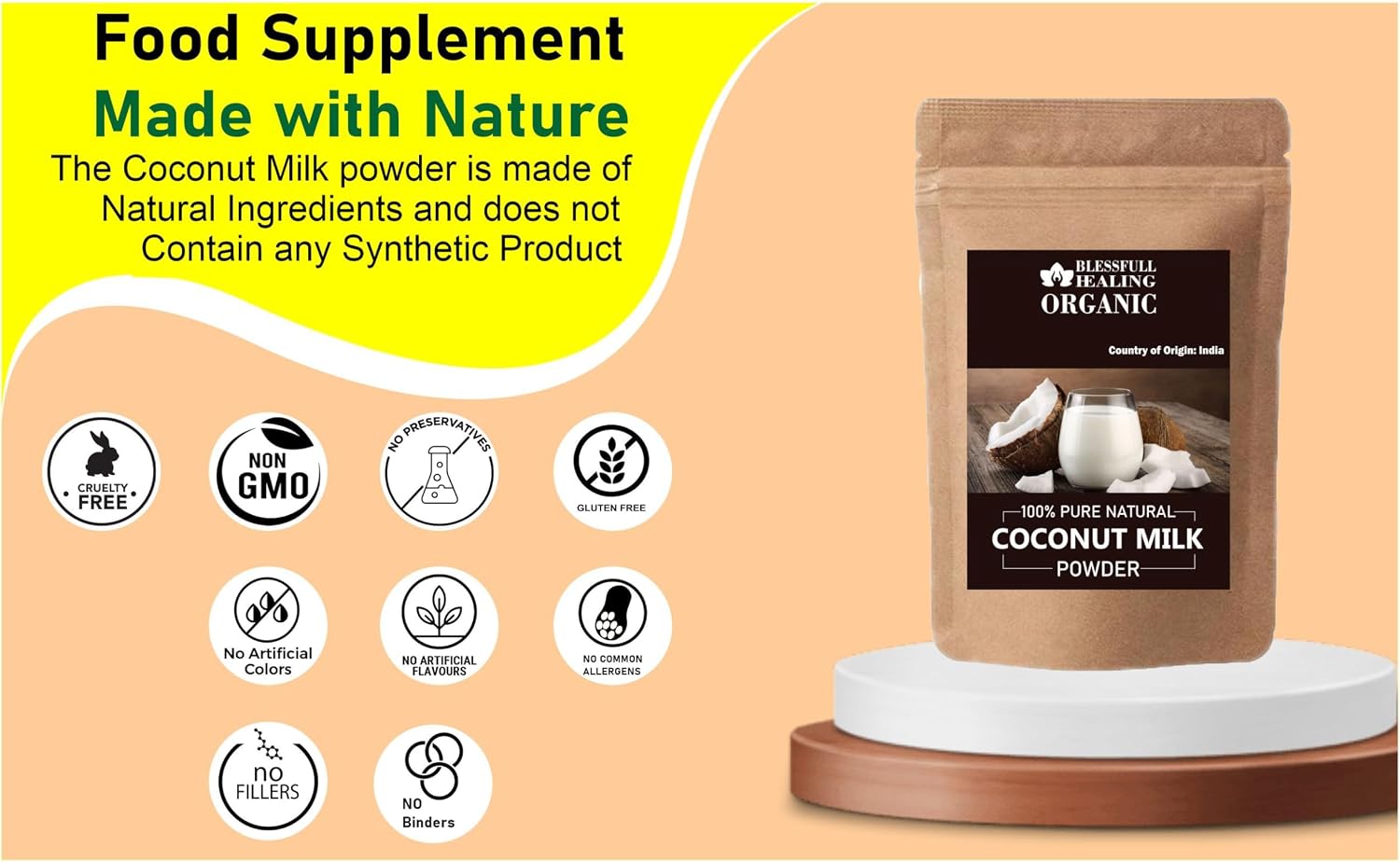 Blessfull Healing Organic Coconut Milk Powder 100% Pure Natural 100 Gram / 3.52 oz image 4