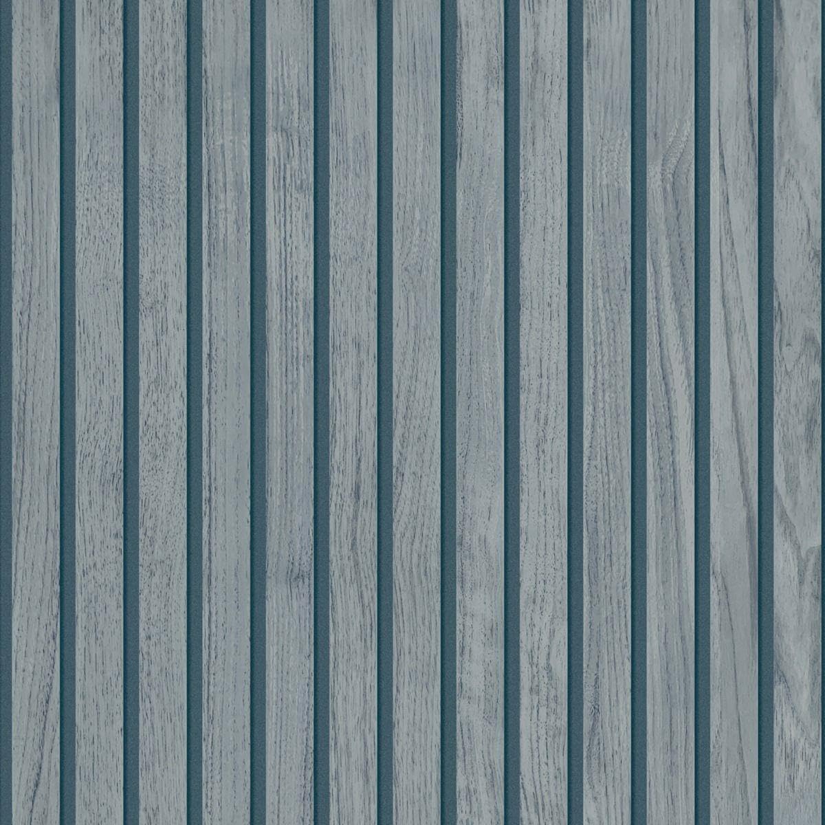 Panacea Wooden Slat Blue Wallpaper - Realistic Design Modern Contemporary Sleek Stylish - Trendy Feature Wall