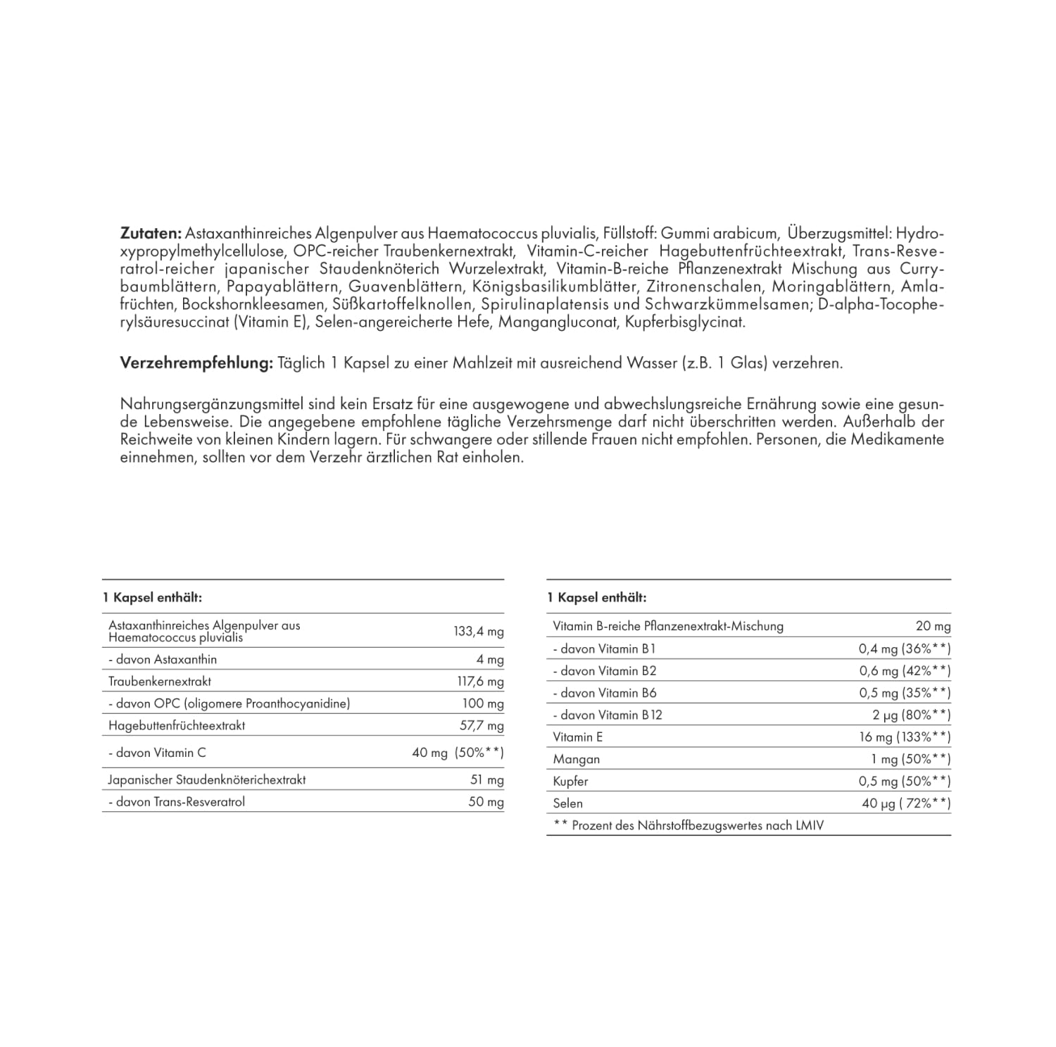 BÄRBEL DREXEL AntiOx³ Kapseln mit 3-fach Power: Astaxanthin, OPC und Trans-Resveratrol nach dem Vorbild der Natur (30 Stk) optimiert mit Vitamin C und E Naturheilkunde ohne unerwünschte Zusätze