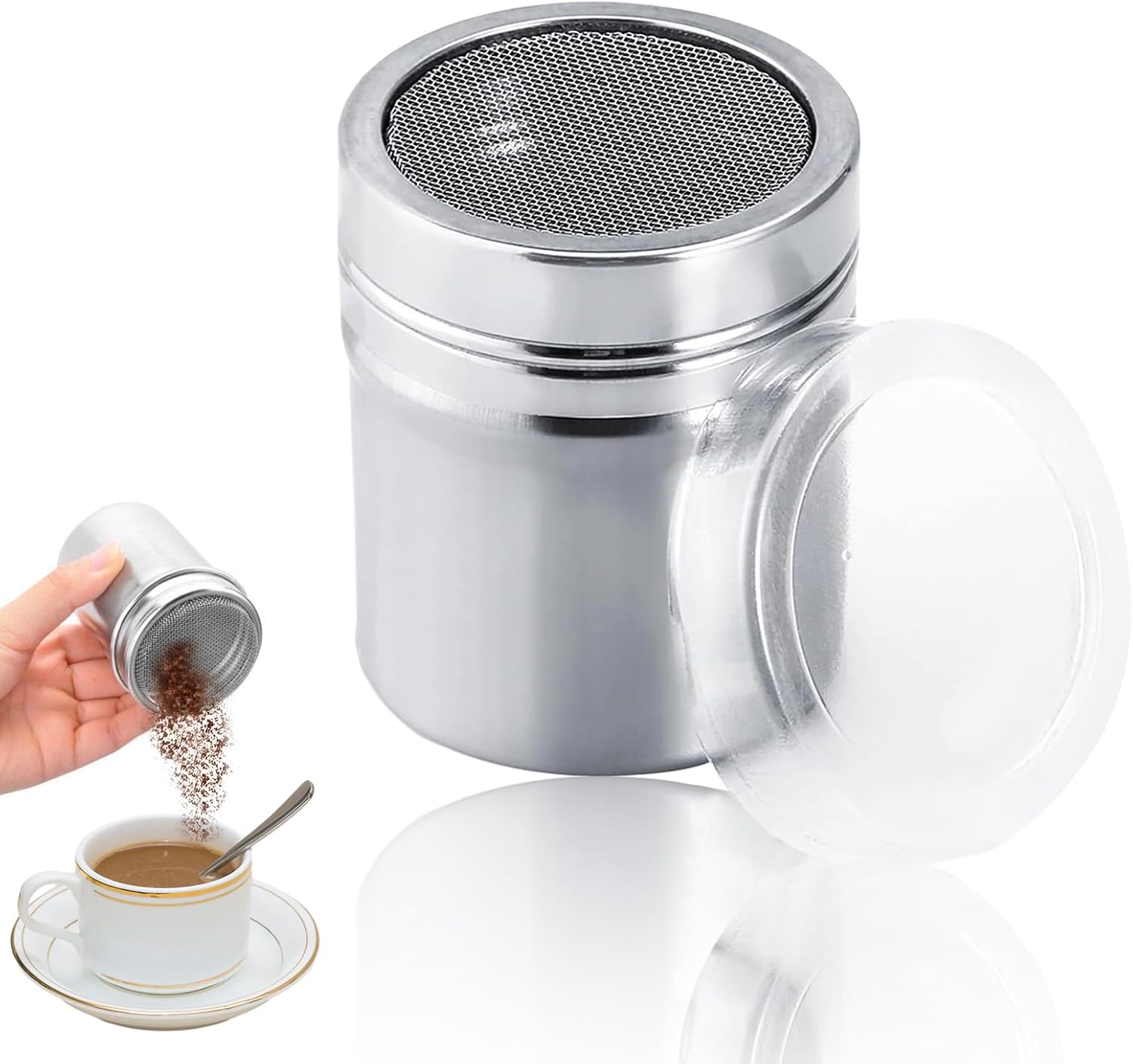 Tomtary Flour Sugar Shaker, Stainless Steel Icing Sugar Duster Fine