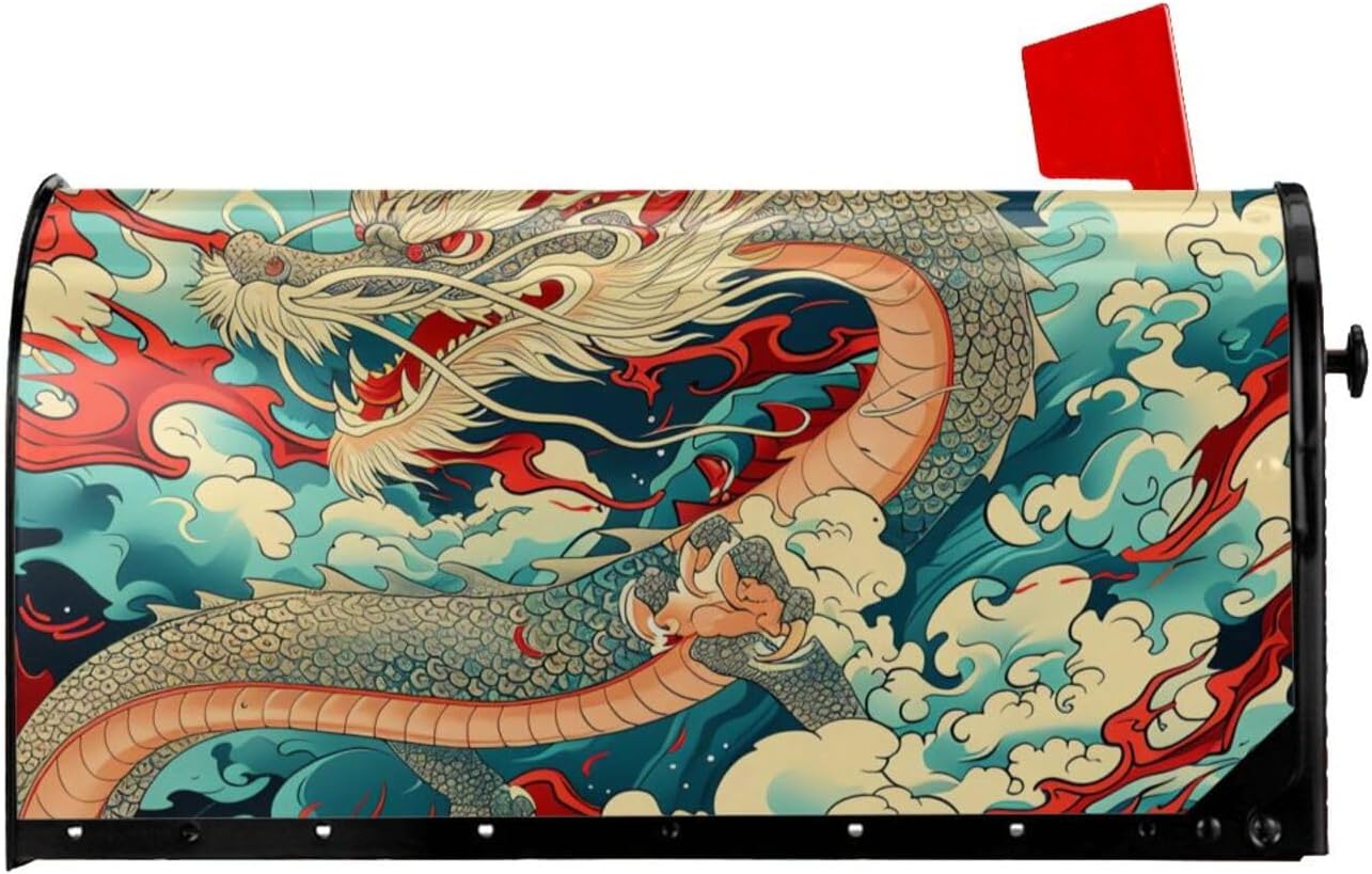 Mailbox Cover Mailbox Wraps Post Letter Box Cover Vibrant Long Fei Mailbox Post Cover for Garden Yard Decor 25.5x21 in, White, B54N5H4JHGHI