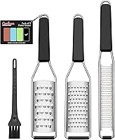 Cambom 3-Piece Lemon Zester Grater Set - Stainless Steel Heavy Duty for Cheese, Ginger, Garlic, Fruits, Veggies - Dishwasher Safe