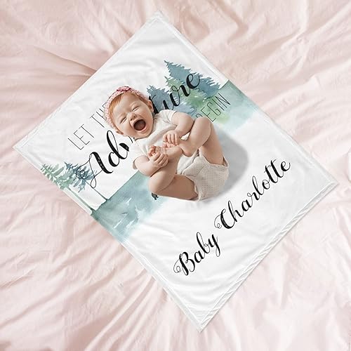 Miniatura 10 de Manta personalizada de animales de la selva con nombre, manta de bebé personalizada para niños y niñas, aventura espera cosas, guardería, manta de