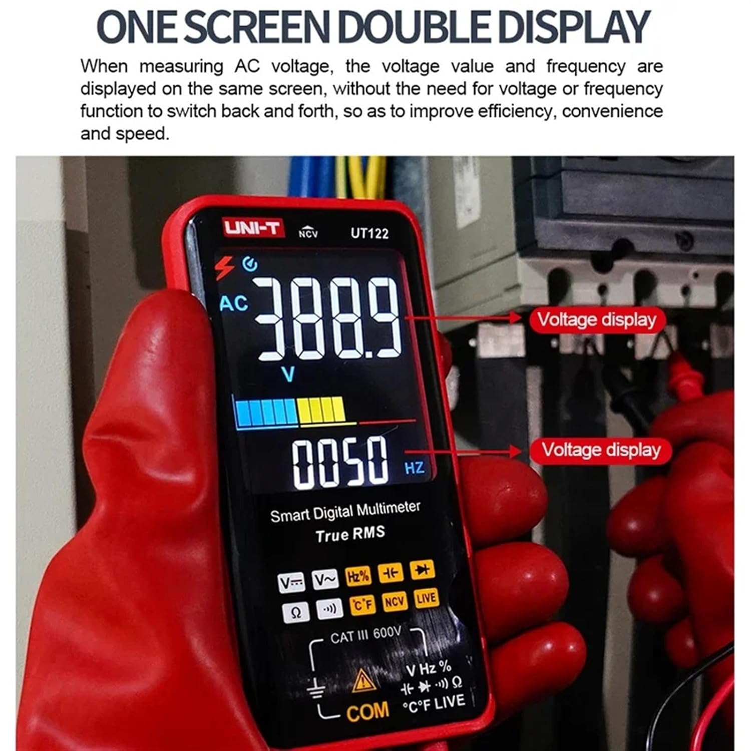 1PCS UT121A UT121B UT122 Smart Digital Multimeter AC Voltage Tester Multimeter True RMS Digital Capacimeter Frequency Meter(UT121B)