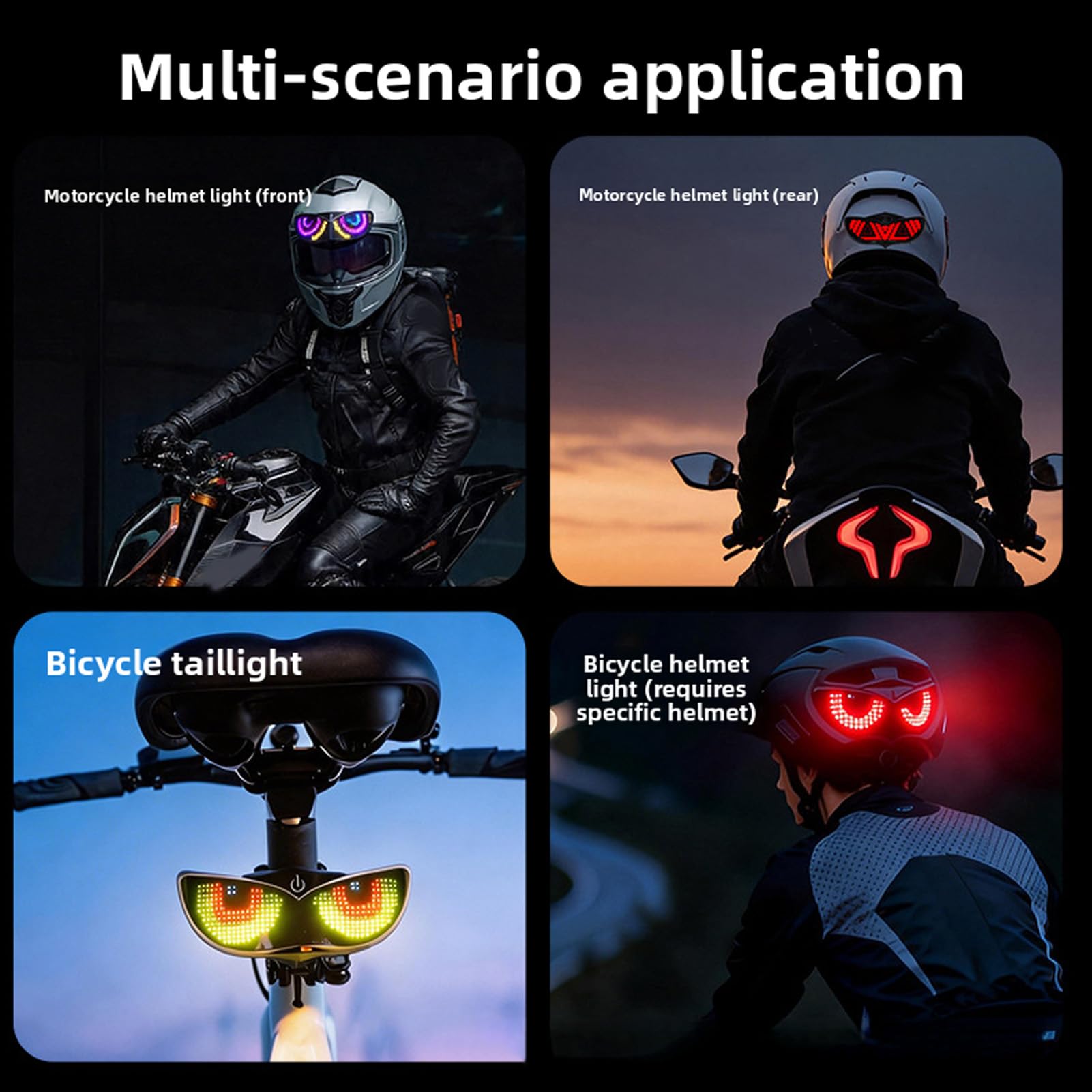 Luocute Spia LED per Casco Intelligente, Controllo APP con Animazioni Display Programmabili e Testo per la Guida Notturna in Motocicletta