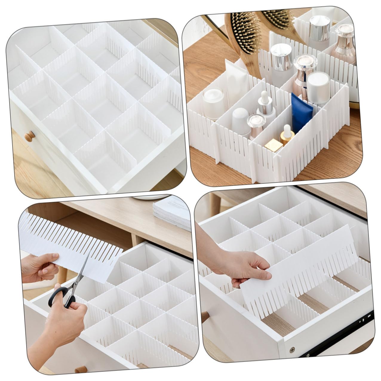 Divisori Organizer 10 Pezzi in Plastica per Cassetti Bianco Pratici e Facili da Usare per Conservare per Casa Biancheria e Asciugamani