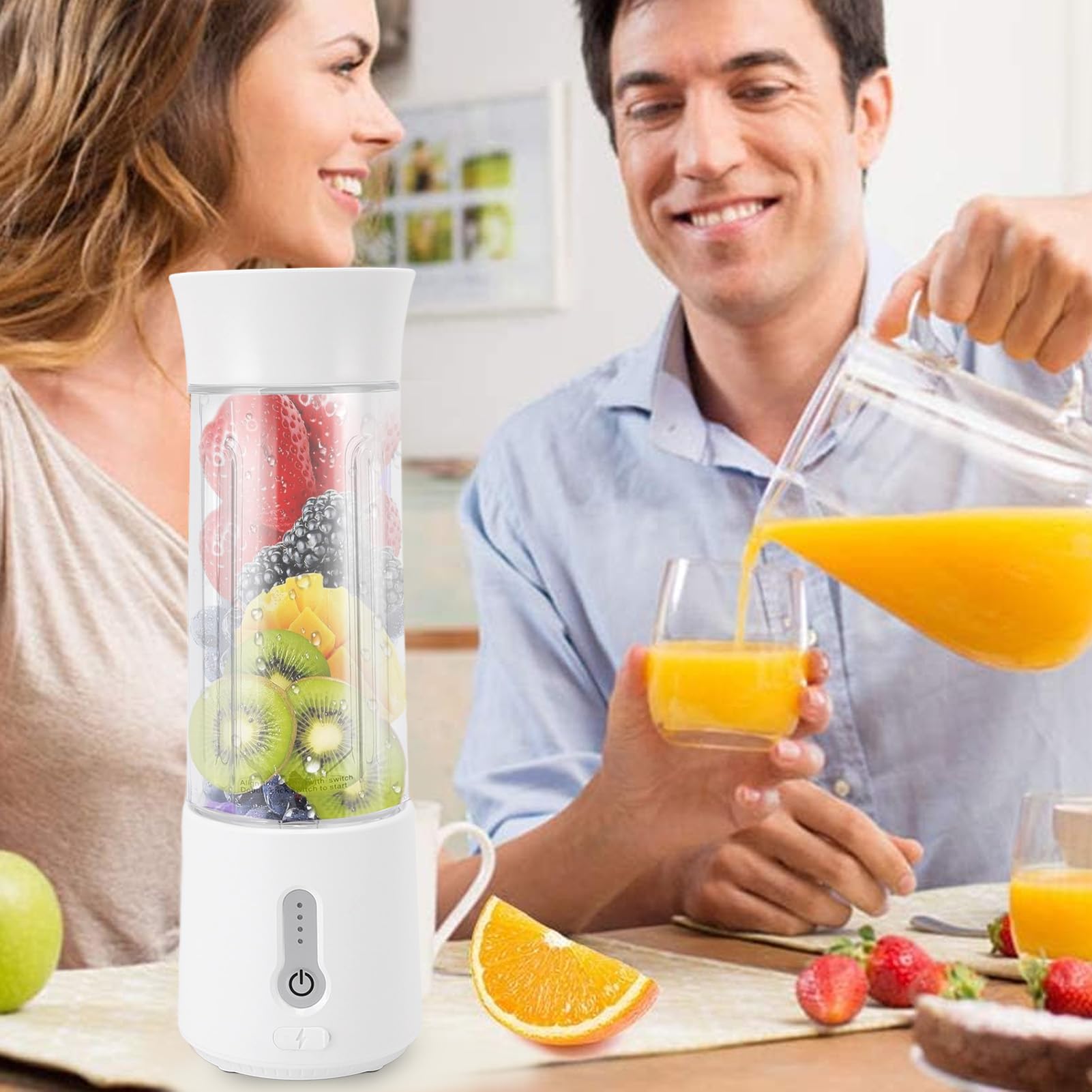 Portable Blender, USB Rechargeable with 6 Blades Blender Cup for Smoothies and Shakes, 500ml Capacity, Suitable for Travel, Outdoor Use