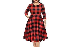 Plus Size Women's Floral Christmas Dress