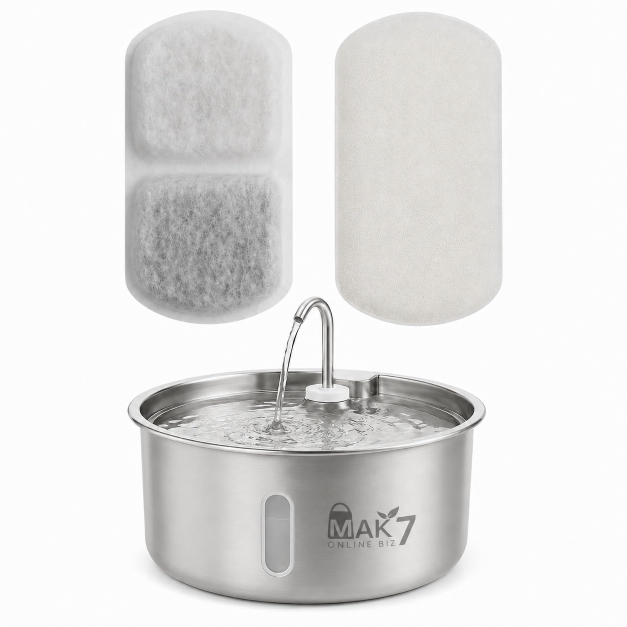 MAK7® Pet Fountain Replacement Filter Pads for 3L Stainless Steel Automatic Water Dispenser, Activated Carbon, Pack of 2-image-19