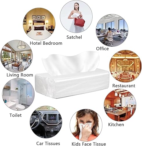 Miniatura 3 de 100 hojas de recambios de pañuelos de automóvil, pañuelos faciales desechables, servilletas de toalla facial, papel blanco, 600 hojas, 6 paquetes