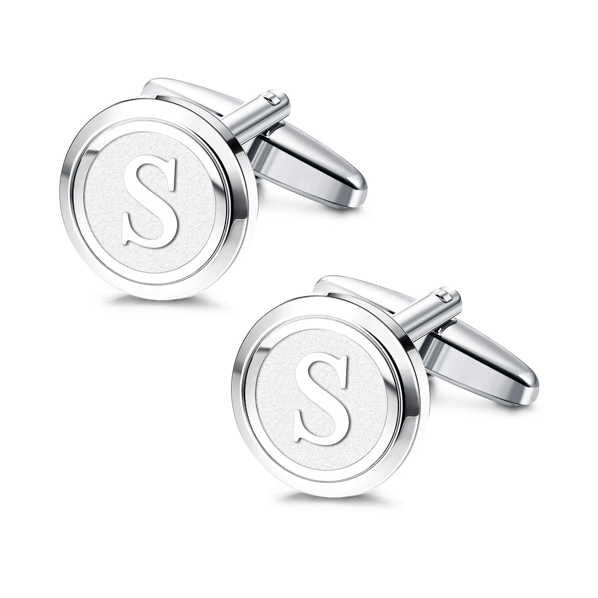 LOYALLOOK Initial Gold Cufflinks for Men Gold Cuff Links Personalized Copper Cufflinks Letter Cufflinks Gift for Groom Husband Father Boyfriend