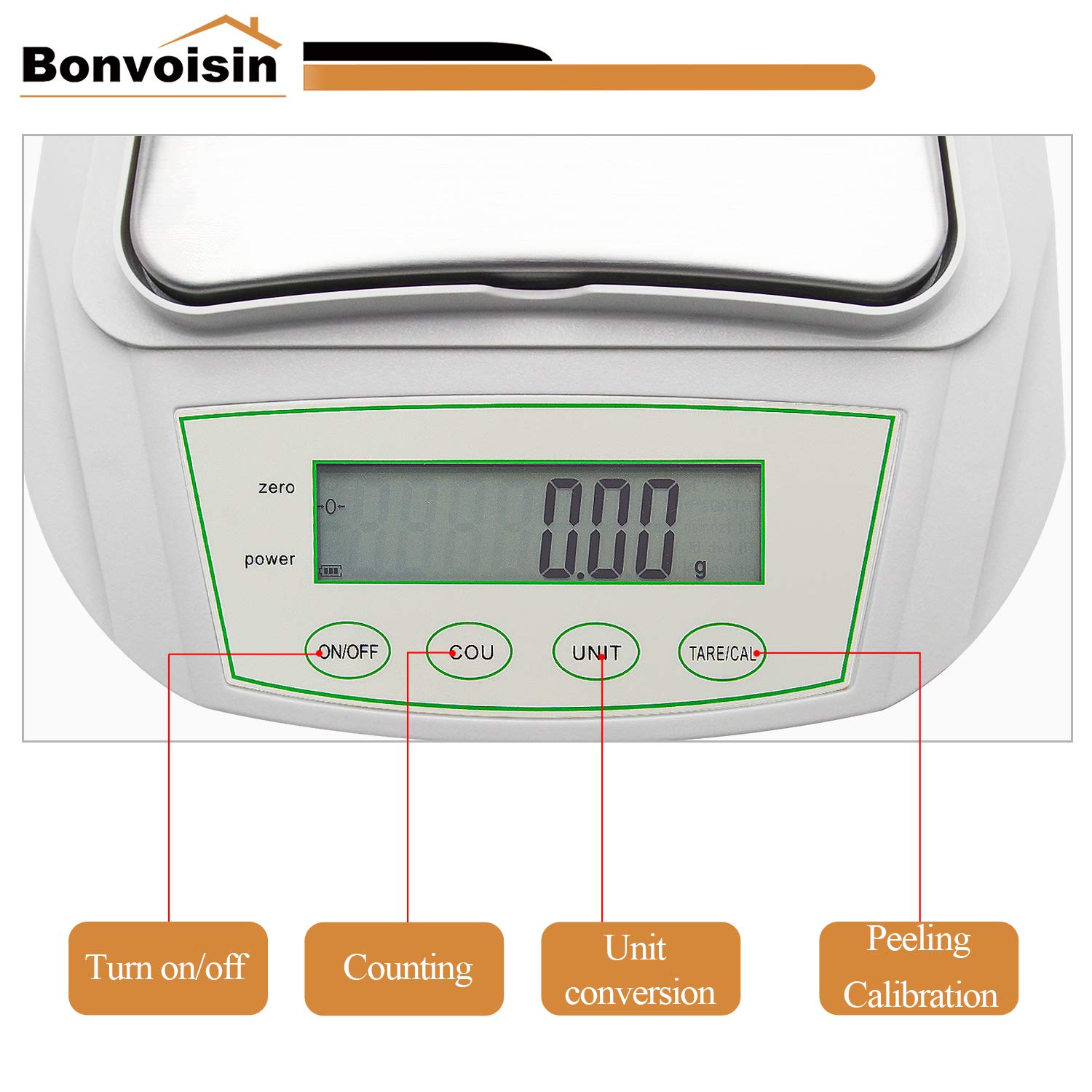 Bonvoisin Pr?zisionslaborwaage 0.01g Genaue Analysenwaage Digitale Elektronische Waage Labor Pr?zisionswaage Schmuck Goldwaage Wissenschaftliche Waage (2000g, 0.01g)