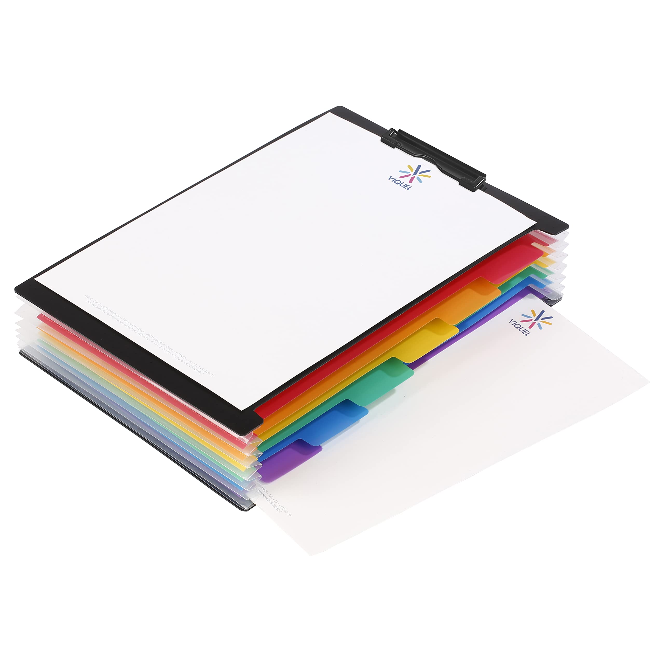 Viquel - 6 Positions A4 Expandable File with clipboard - Rainbow Class "Clip Case" File - Black - Image 2