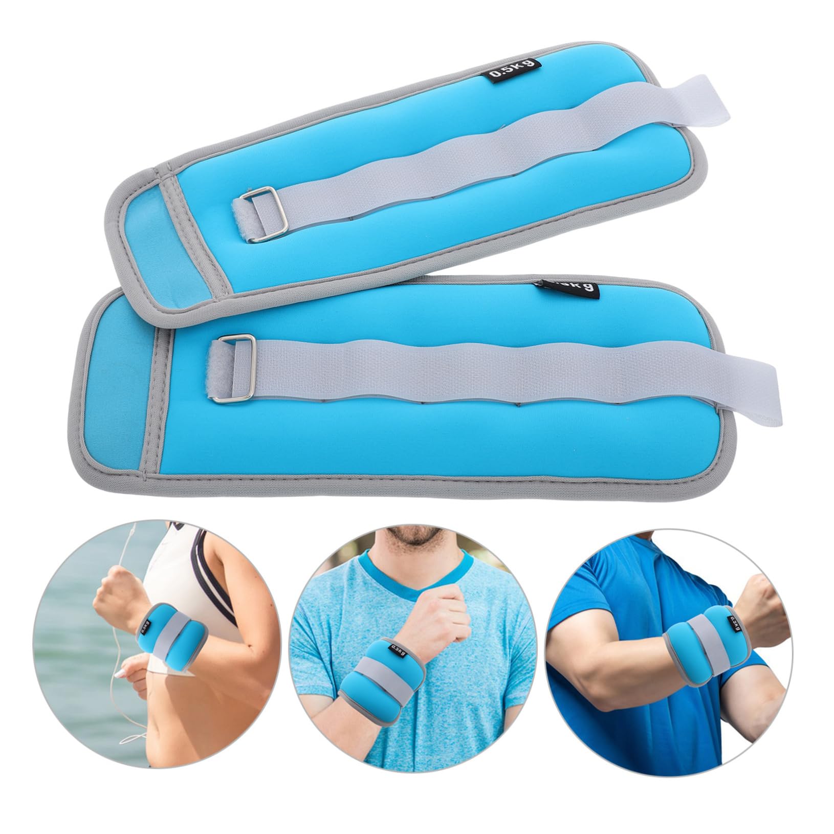 Pesi da Caviglia e Polso Regolabili 2 Pezzi 0, 5kg per Allenamento | Nailon, Neoprene e Sabbia di Ferro, Design Confortevole Regolabile per Esercizi e Attività Sportive
