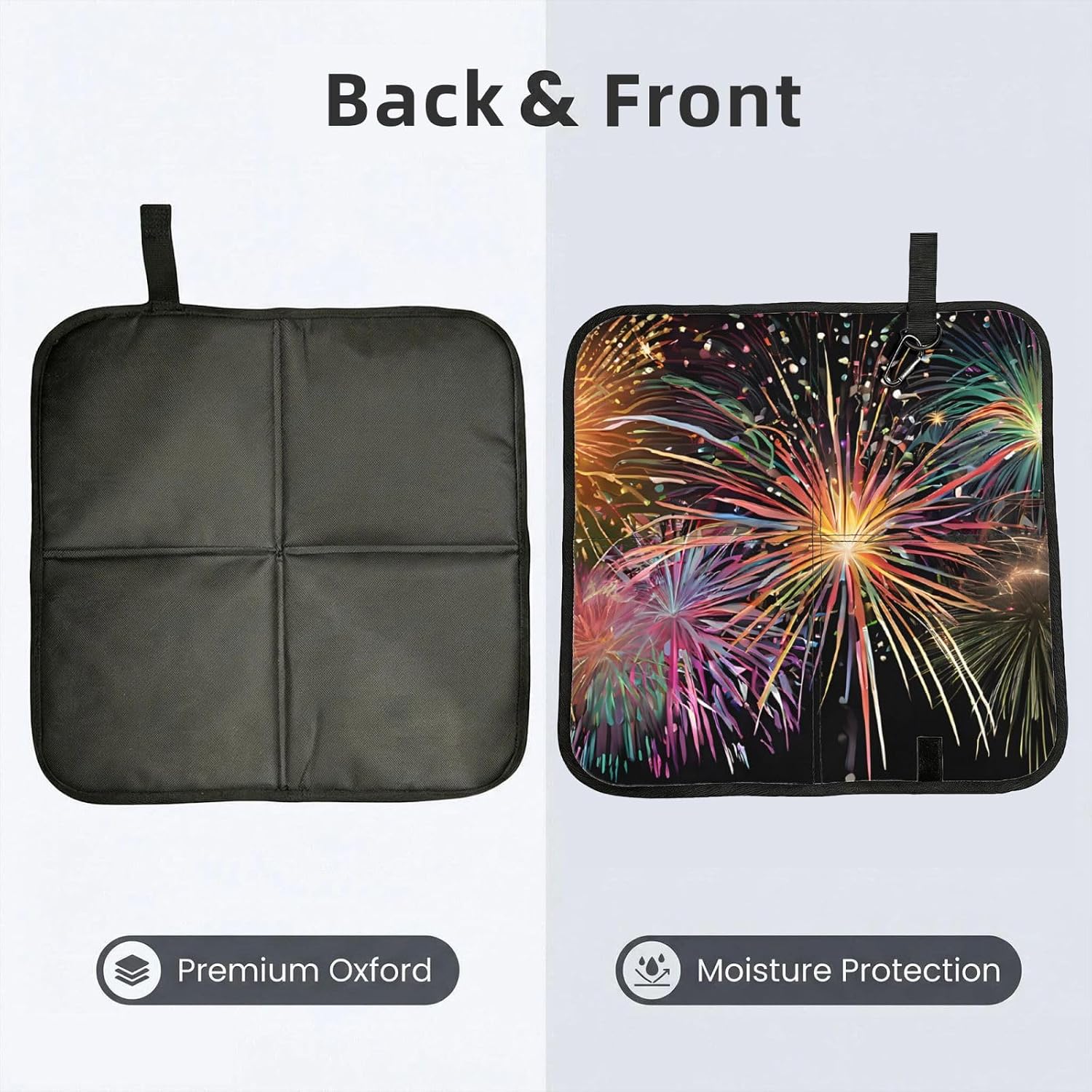 (Explosion Firework 3D) Sitting Pad Foldable Seat Cushion Lightweight Camping Seat Mat with Hook for Outdoor Hiking Picnic Camping