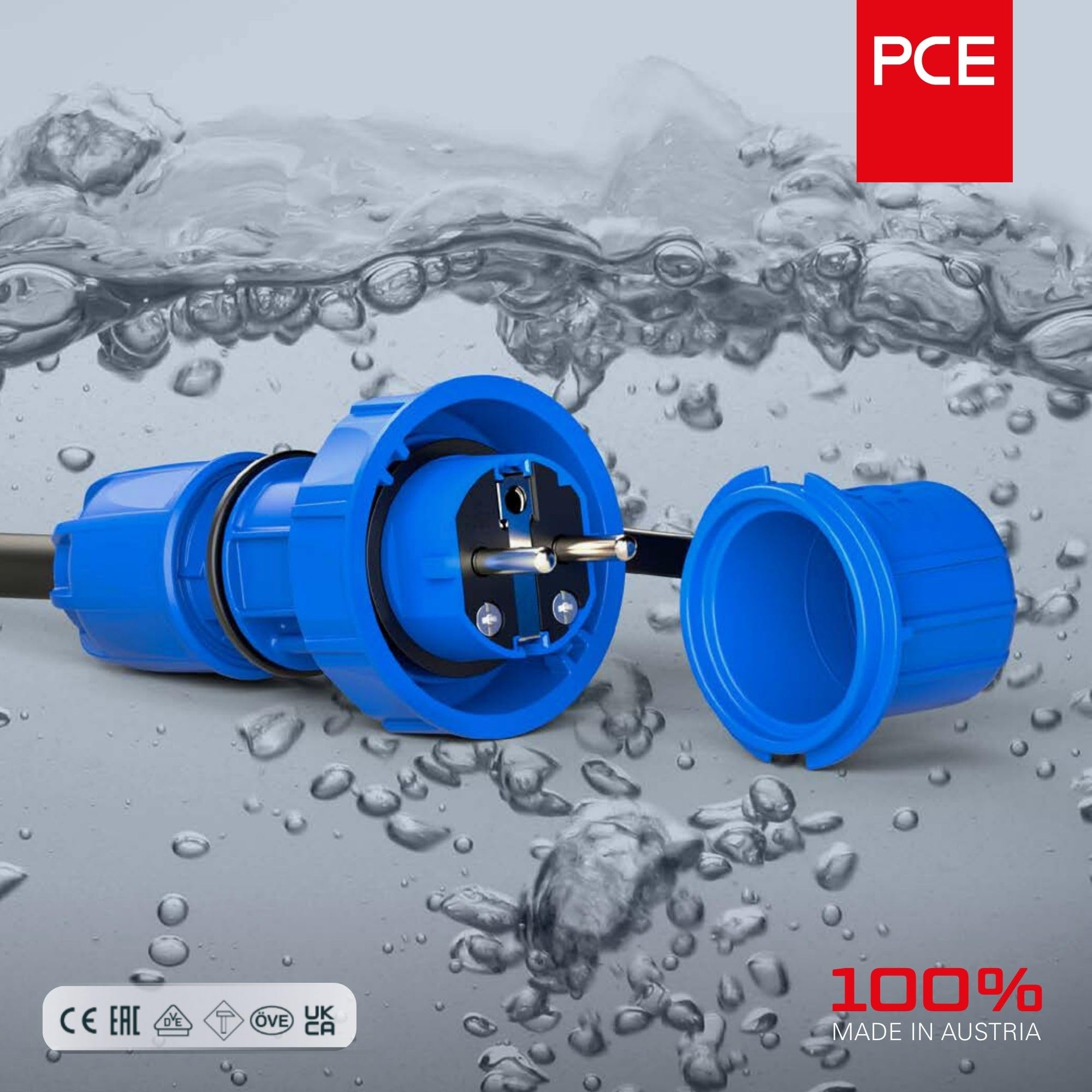 PCE schutzkontaktstecker druckwasserdicht Azul 20051 de B