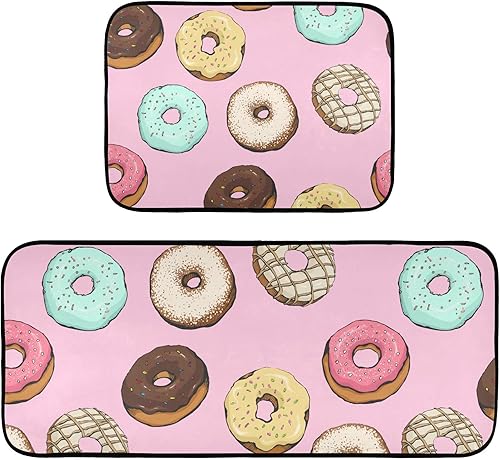KOPIRIT Juego de 2 tapetes de cocina con forma de rosquilla, lavables, suaves, antifatiga, acolchados, para cocina, oficina, granja, lavandería,
