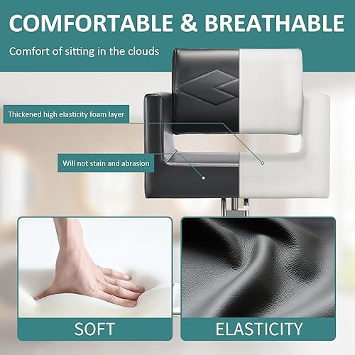 Miniatura 4 de L'aimefois Silla de salón para estilista, giratoria de 360, capacidad de 330 libras con bomba hidráulica resistente, silla de peluquería ajustable