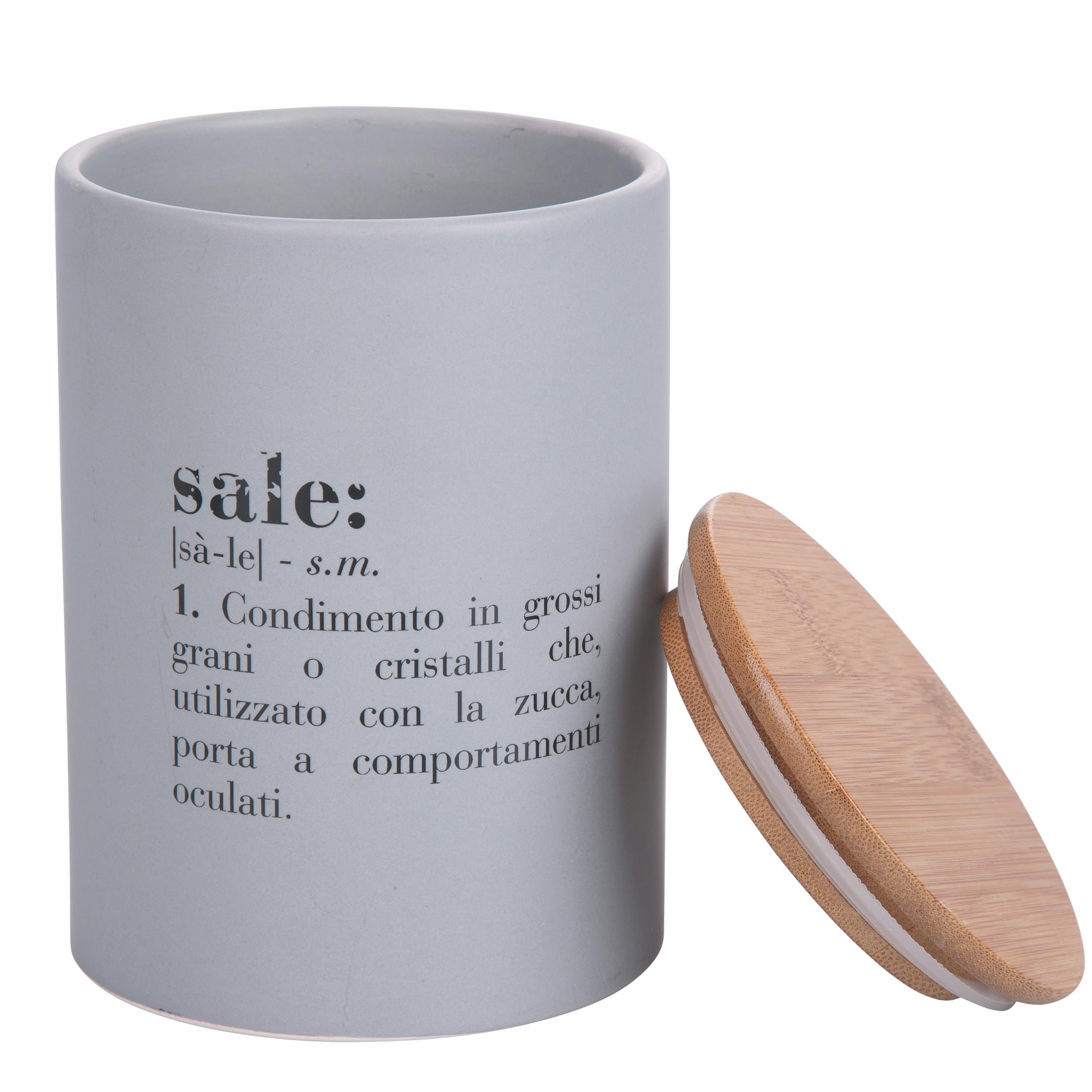 Villa d'Este Home Tivoli Set 3 barattoli caffè, zucchero e sale 750 ml in gres, coperchio in bambù, Victionary Light