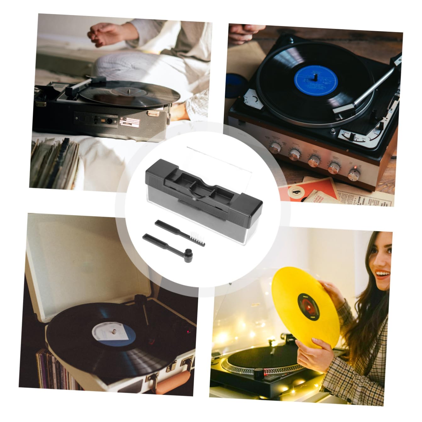 HOMSFOU 3 Set Completi Per La Pulizia Del Giradischi Spazzola Antipolvere E Macchina Per La Pulizia Dei in Vinile Per Un Uso Sicuro