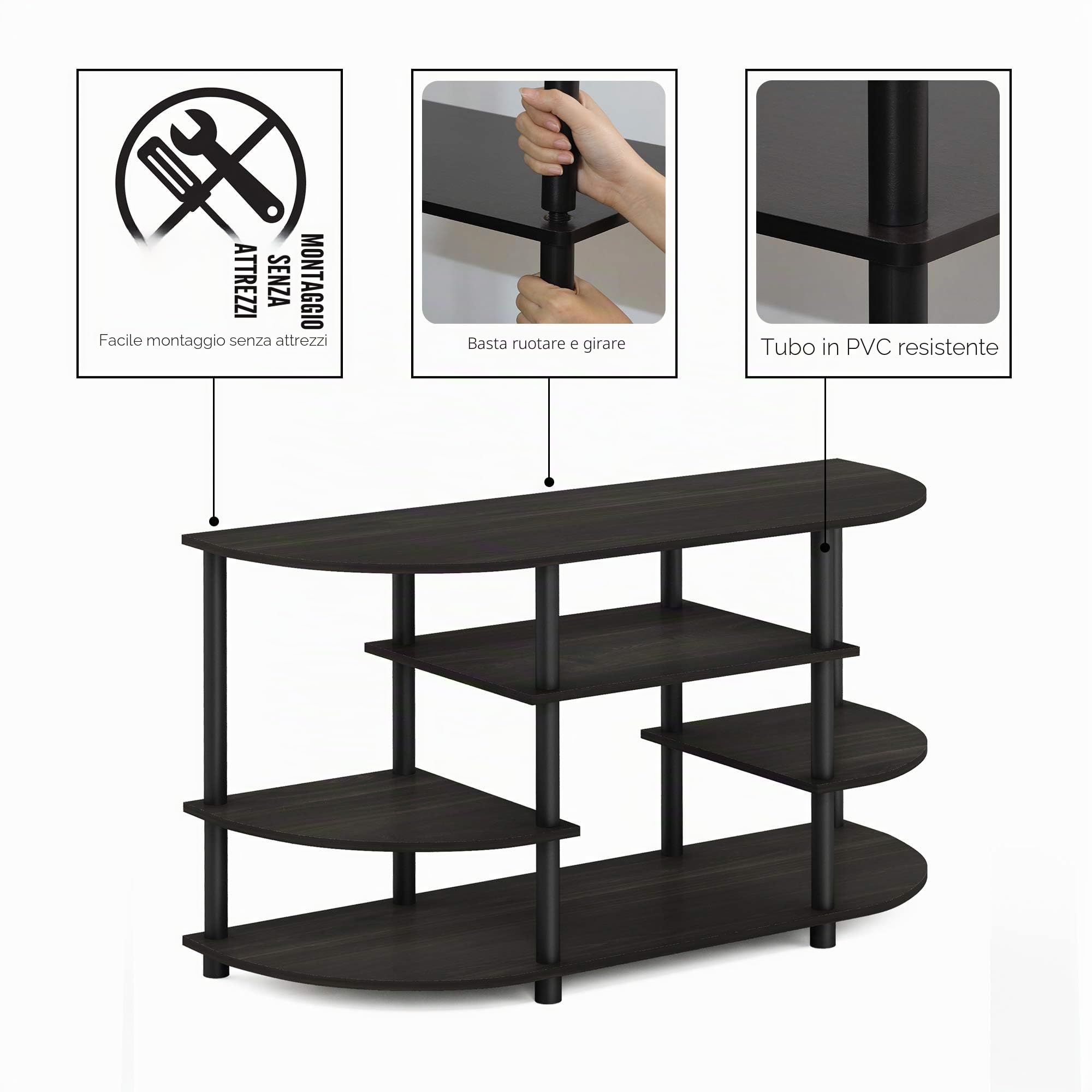 Furinno Jaya Mobile Porta TV, Nero