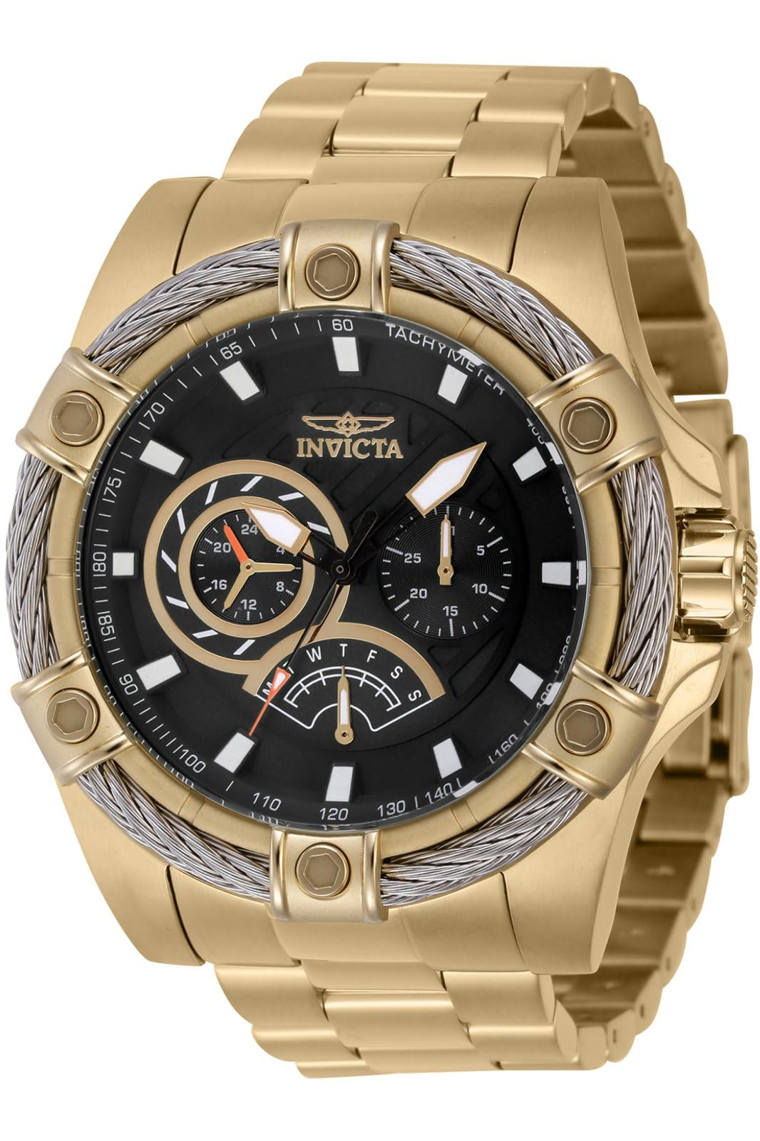 Invicta Men's Bolt 52mm Stainless Steel, Silicone Quartz Watch, Gold (Model: 40800)
