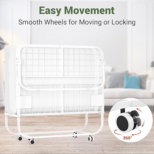 Miniatura 20 de Unikito Cama plegable con colchón para adultos, 75 x 31 pulgadas, cama de invitados portátil plegable con colchón de espuma viscoelástica y marco de