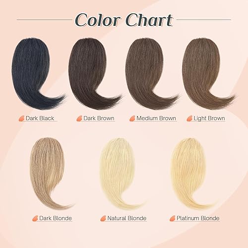 Miniatura 7 de Benehair Side Bangs Clip in Bangs 100% Real Human Hair Curtain Bangs 10 inch Dark Brown Remy French Bang Soft Thick Hair 15g with Invisible Clips
