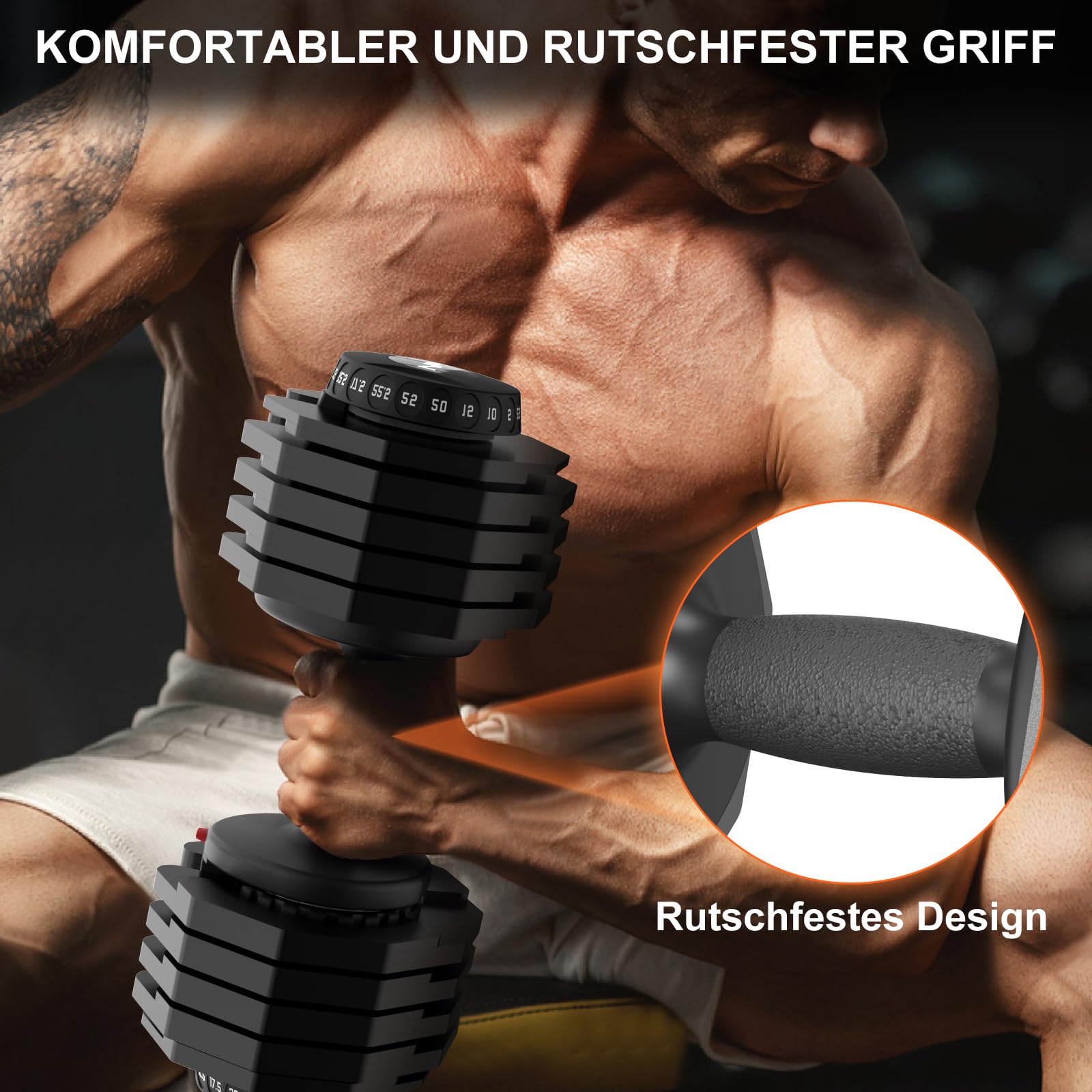 24kg/25kg Verstellbare Hanteln, Einstellbare Platzsparende Hanteln mit Rutschfestem Griff, Workout Fitness Hantel für Körpertraining