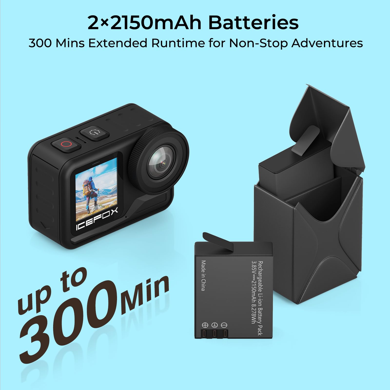 Amazon.com : icefox Action Camera 4K 60FPS 30MP with 2X 2150mAh