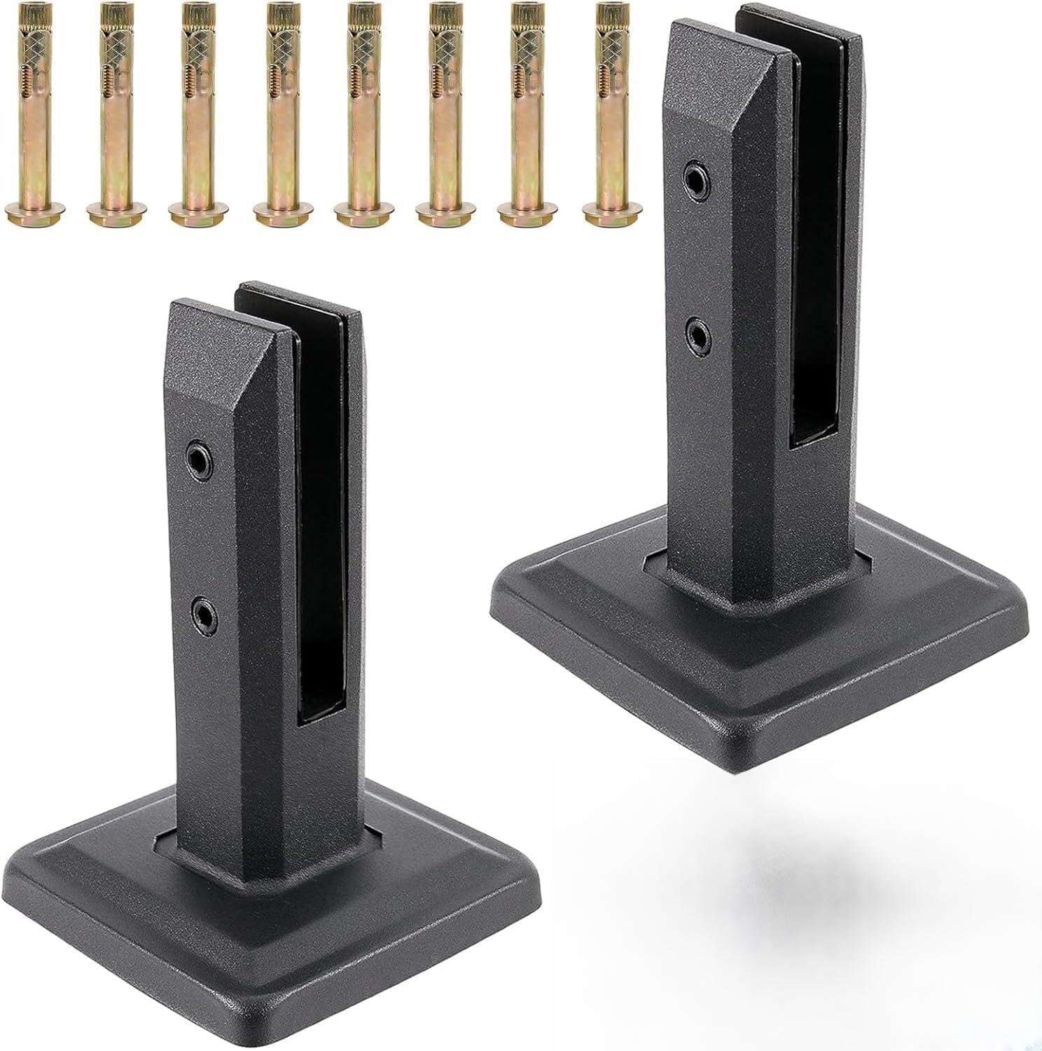 Jvfbjlf Black 2 Glass Clips 304 Stainless Steel Glass Clips Pool Fence Spigot Railing Post Clips For Frameless Glass Railing Pool Fence(2 Pieces 200Mm)