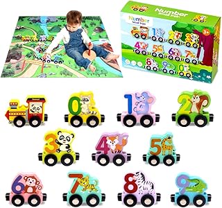 Wooden Train Toy, Wooden Train, Wooden Train Game with Card, Magnetic Animals, Wooden Toy, Montessori Motor Skills Game, Toddler Toy for 2 - 5 Years, Boys and Girls, Toddlers, Gifts