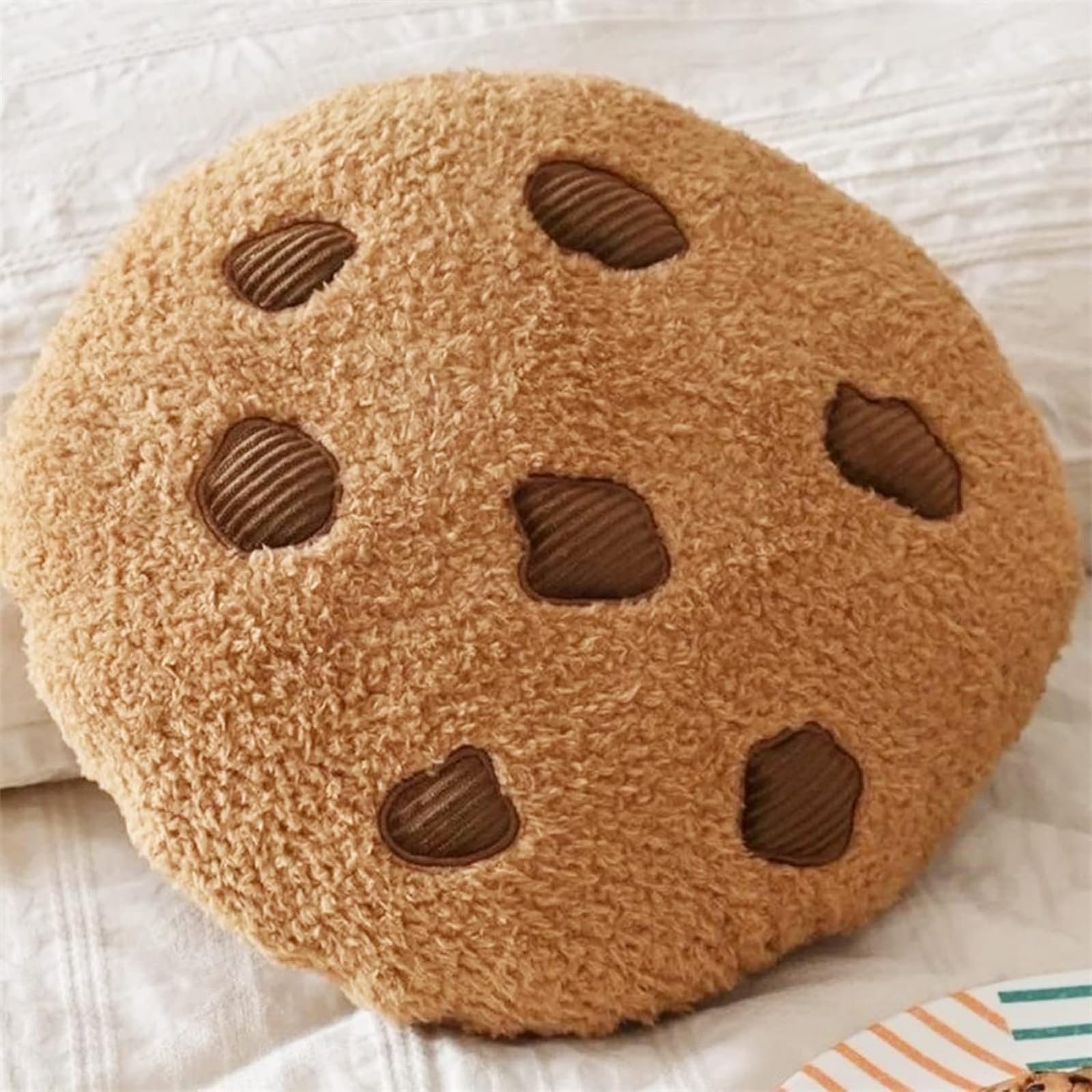 Herfair Cojín de galletas divertido decorativo de felpa, redondo, suave, para suelo, sofá, dormitorio, decoración, regalo