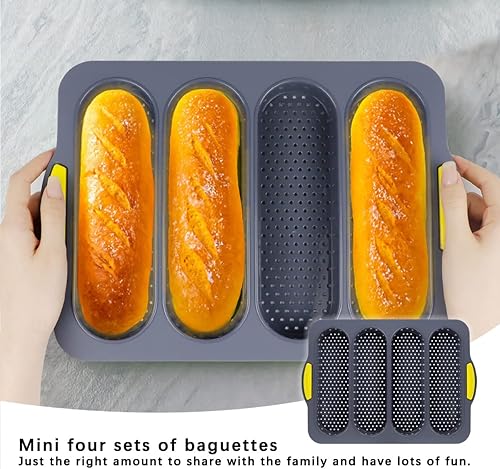 Miniatura 6 de DOERDO Molde de silicona para hornear baguettes franceses, antiadherente, molde para hornear pan francés de silicona para restaurante casero