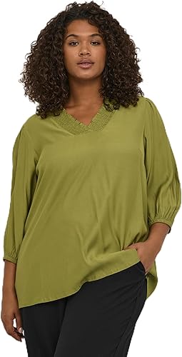 Kaffe Curve Plus-Blusa con Cuello en V Normal para Mujer, Calla Green, 44 Grande