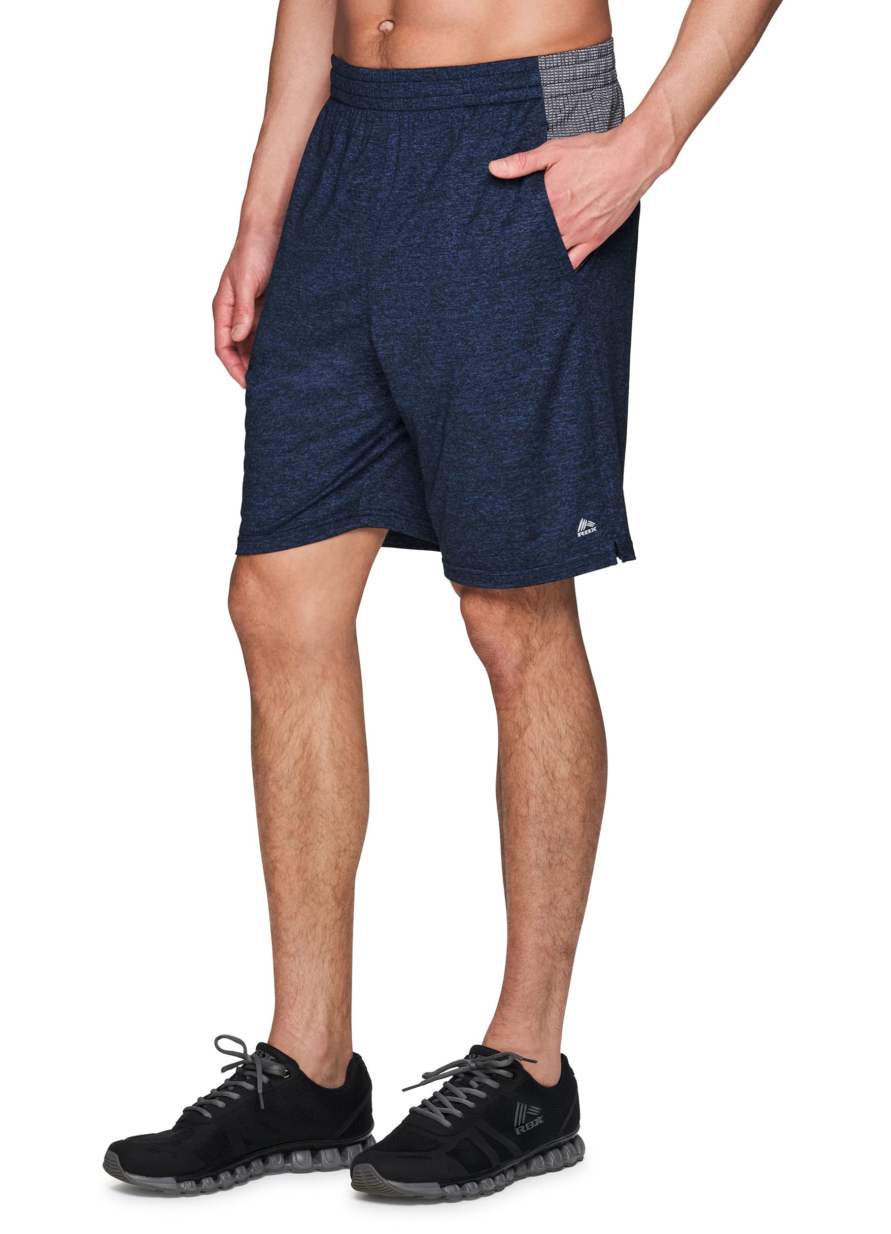 RBXActive Men's 9-Inch Inseam Workout Running Gym Athletic Basketball Shorts with Pockets